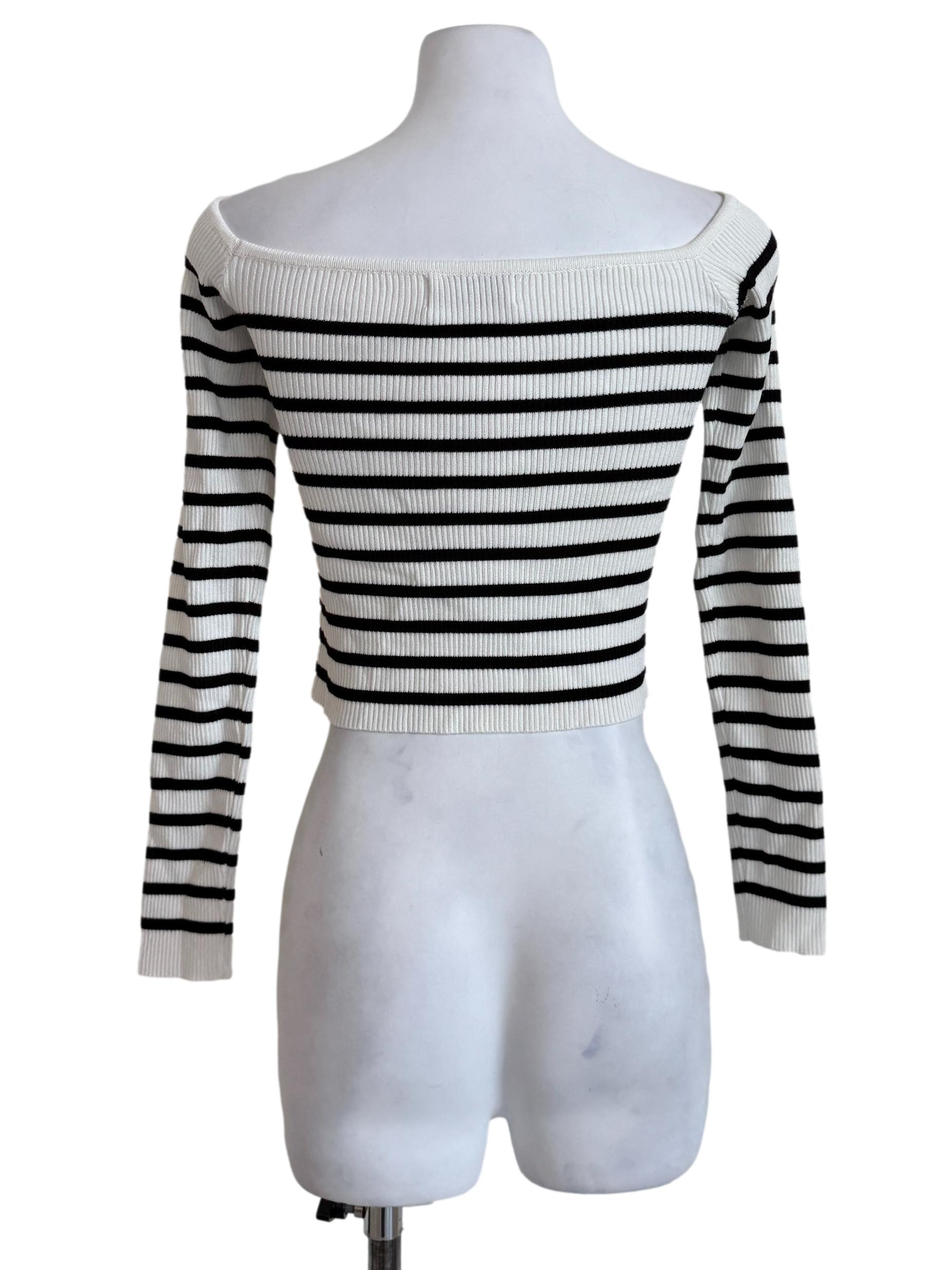 Black & White Stripe Off-Shoulder Top