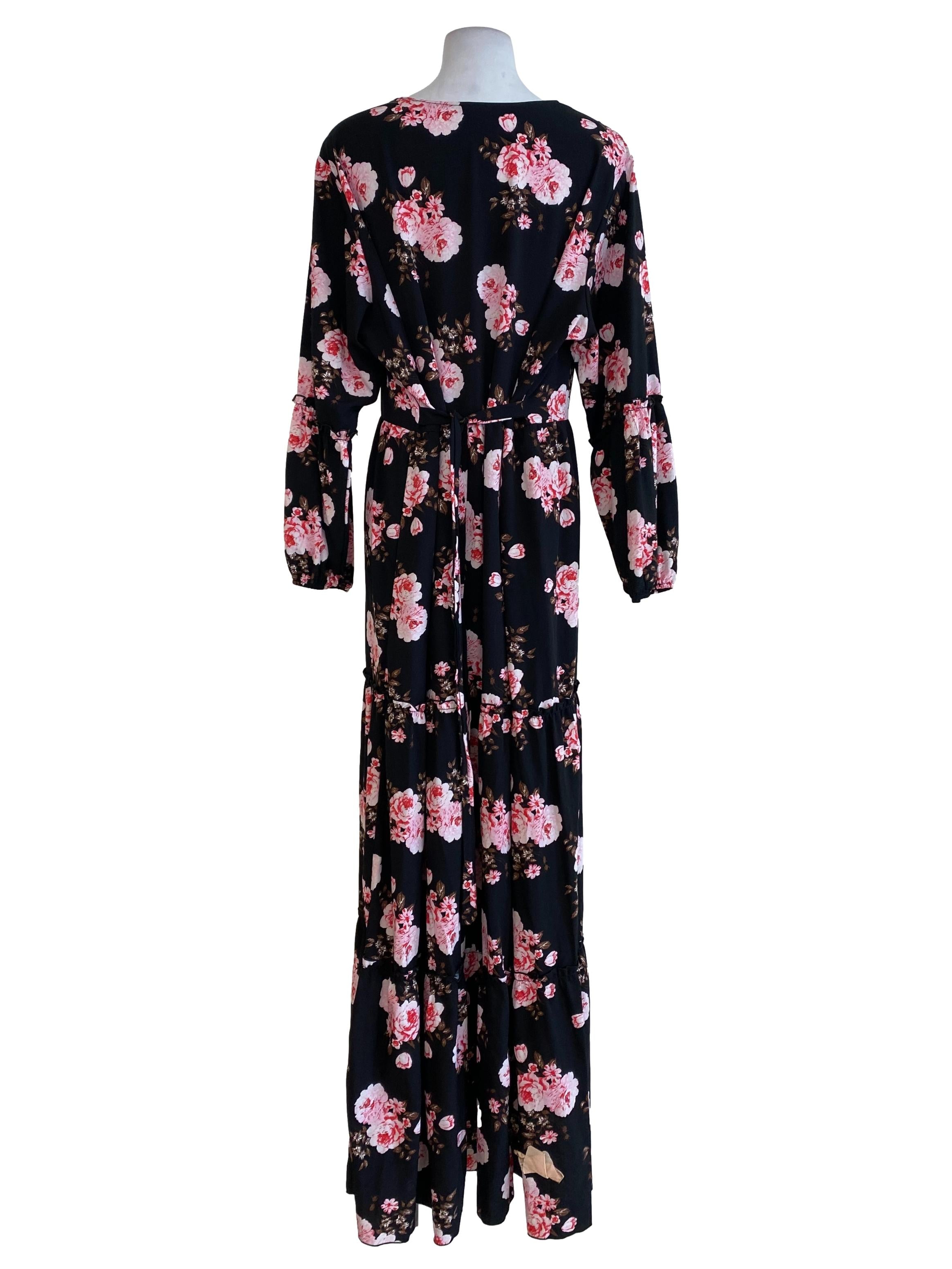 Black Floral Blouson Dress