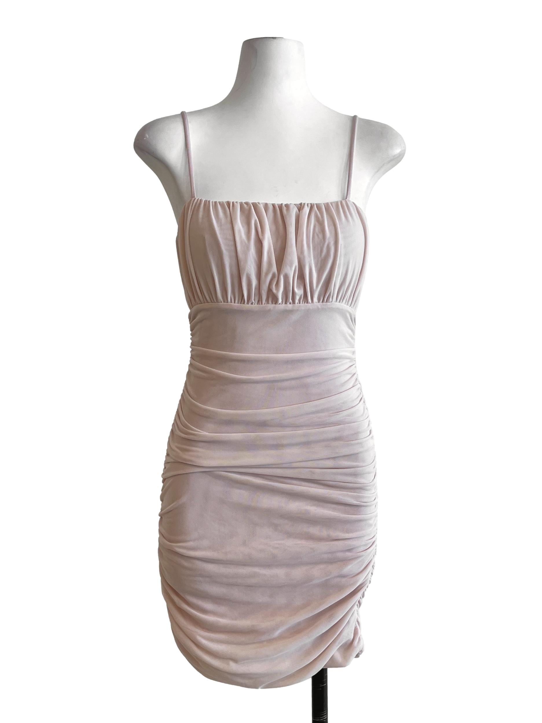 Salmon Pink Spaghetti Strap Bodycon Dress