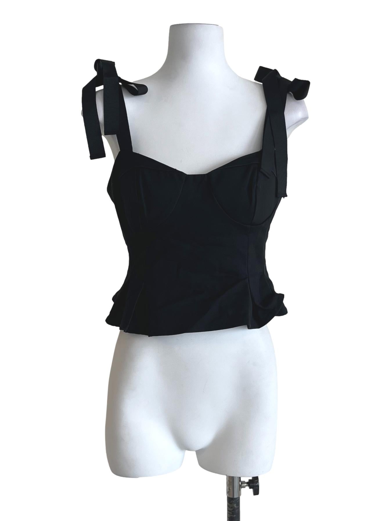 Black Sweetheart Neckline Tie Strap Top