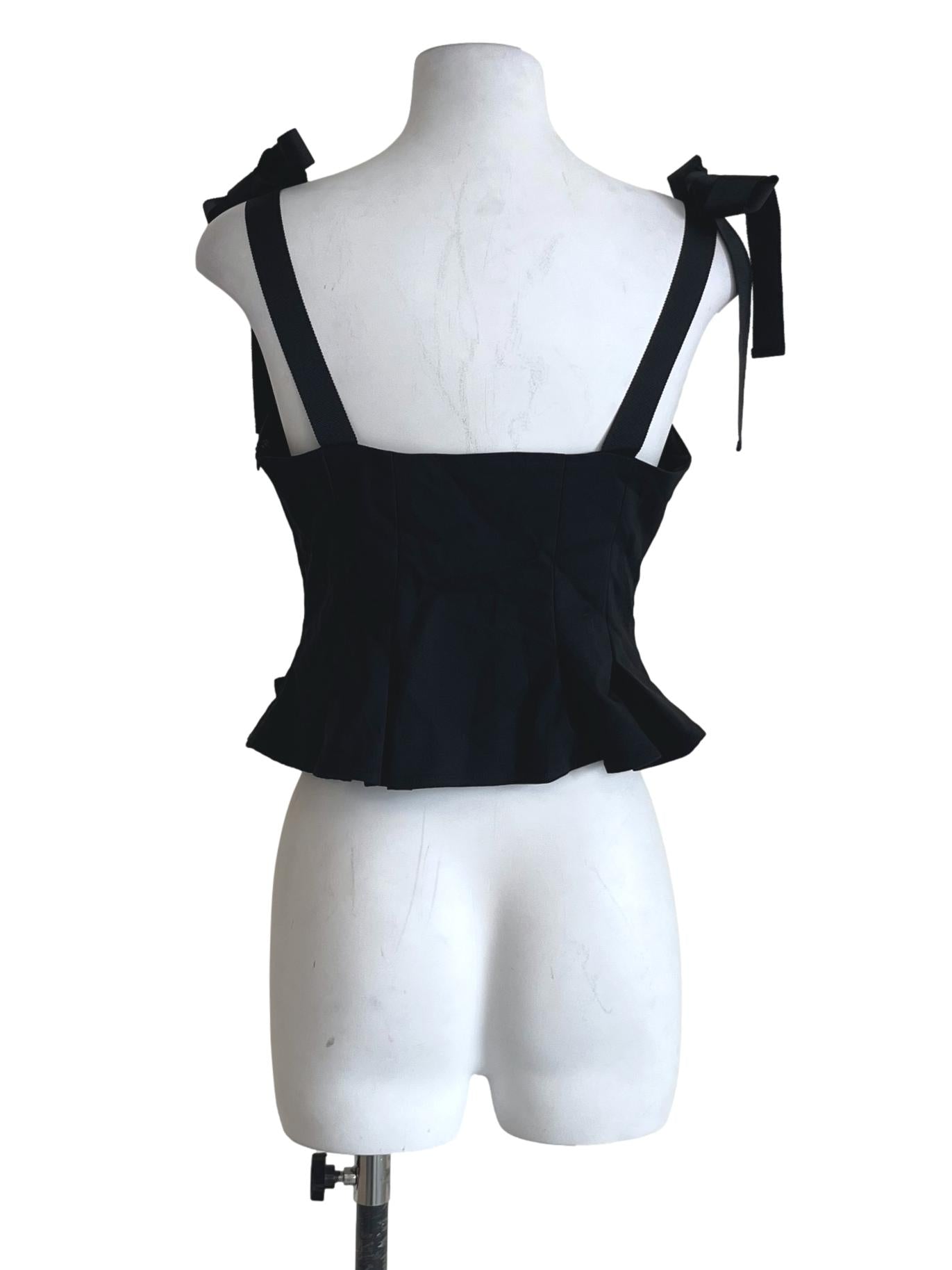 Black Sweetheart Neckline Tie Strap Top
