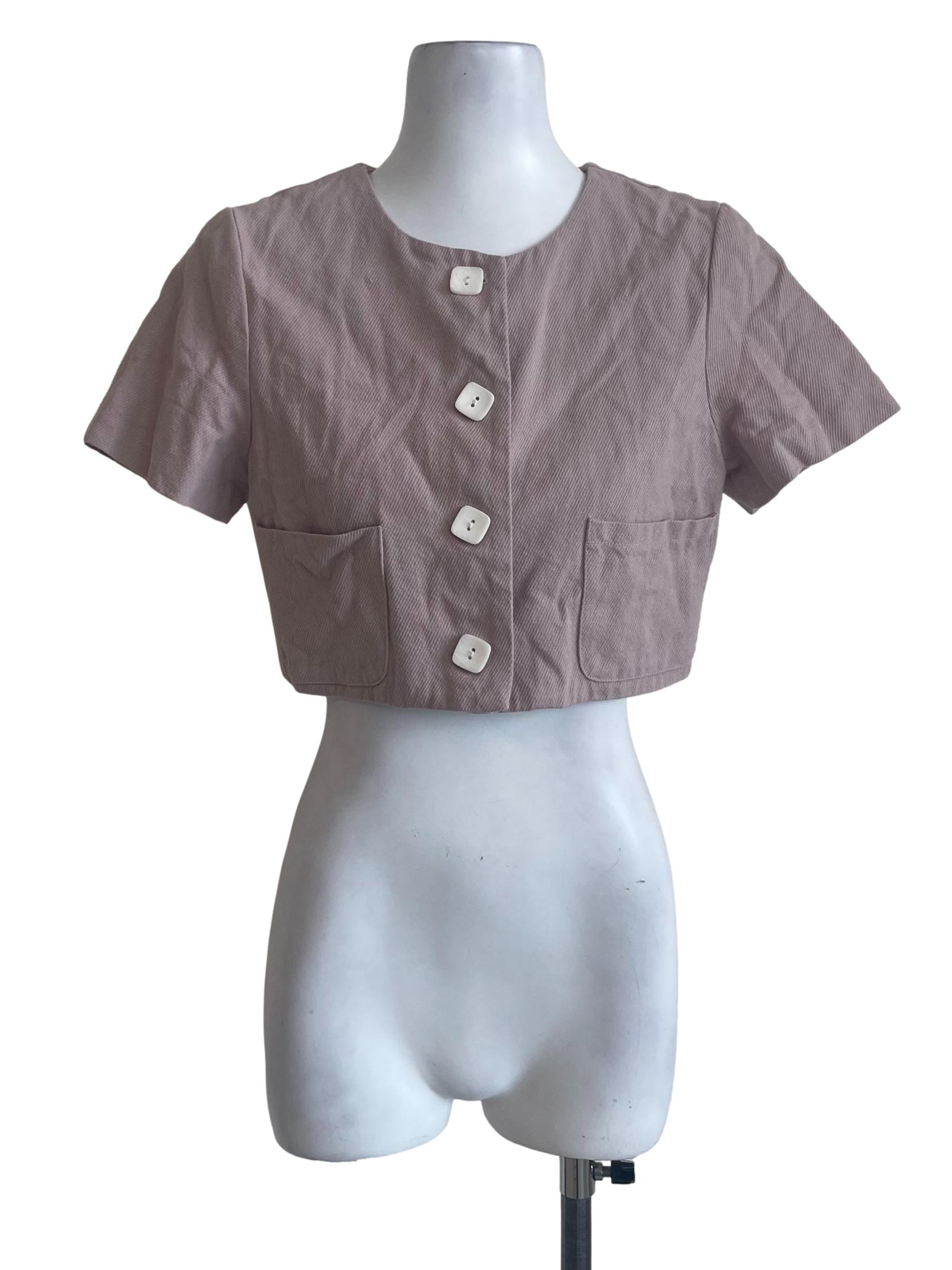 Muted Salmon Pink Crop Top