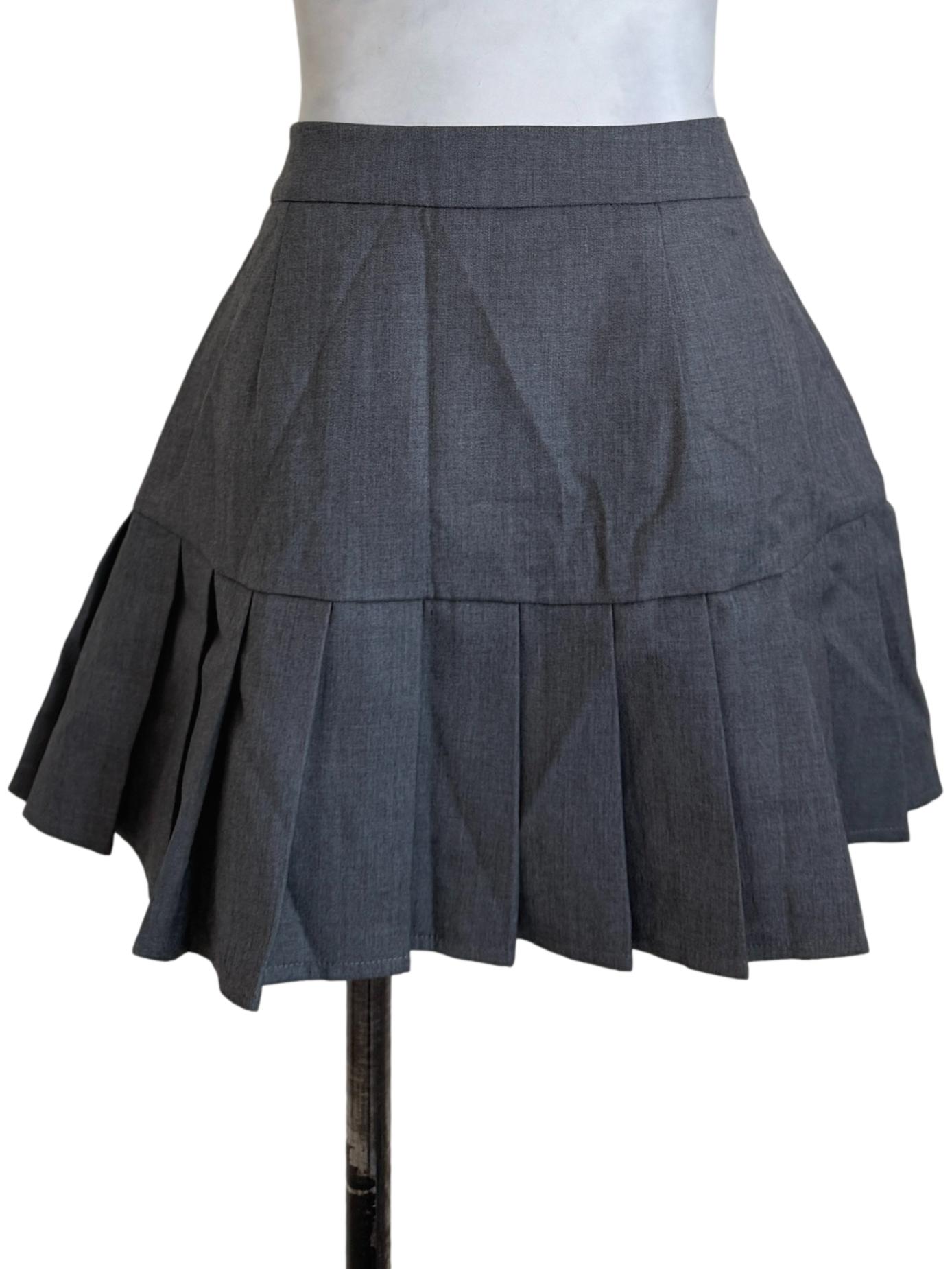 Smoke Grey Pleated Skirt