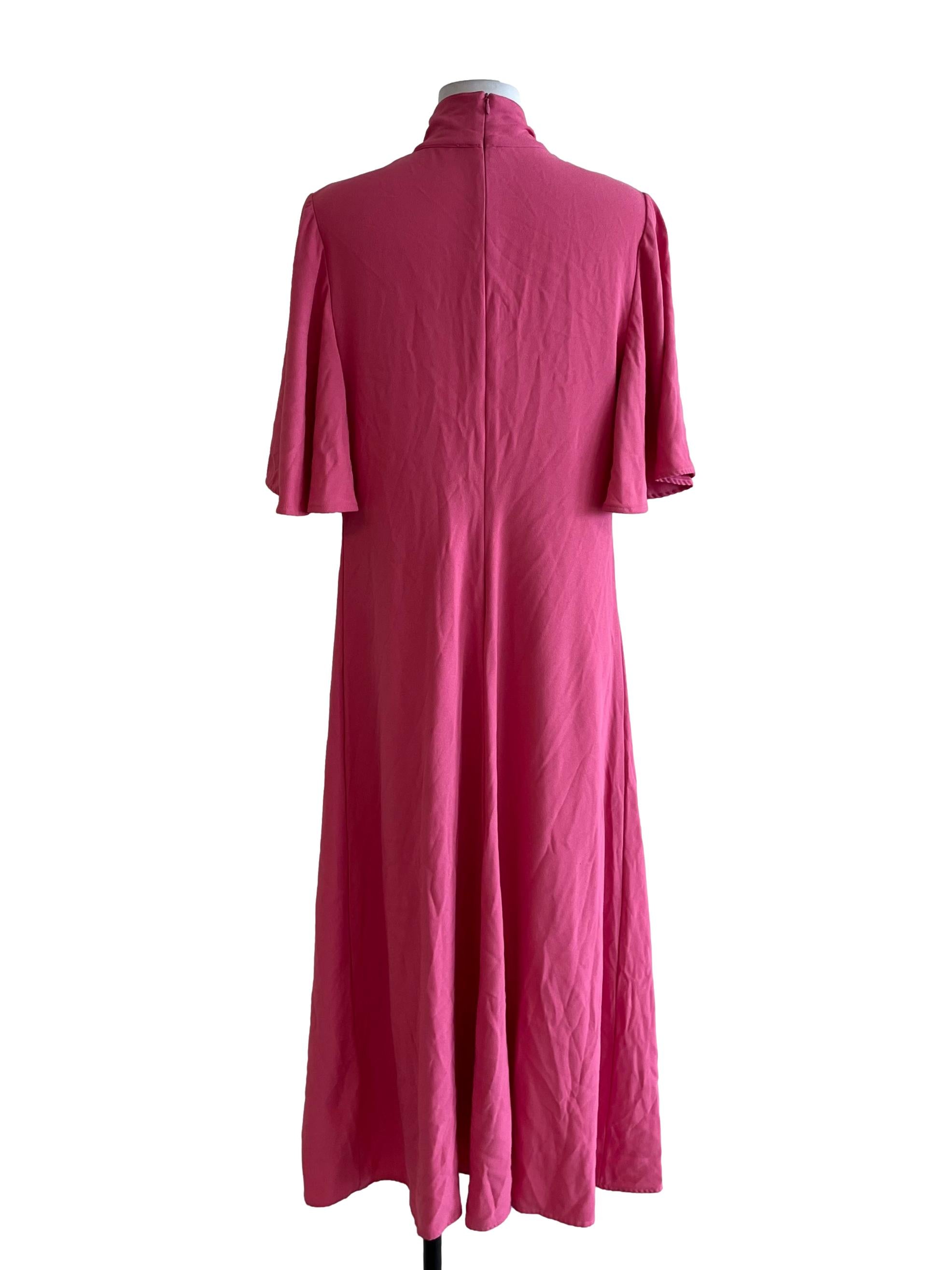 Punch Pink V-Neckline Empire Dress