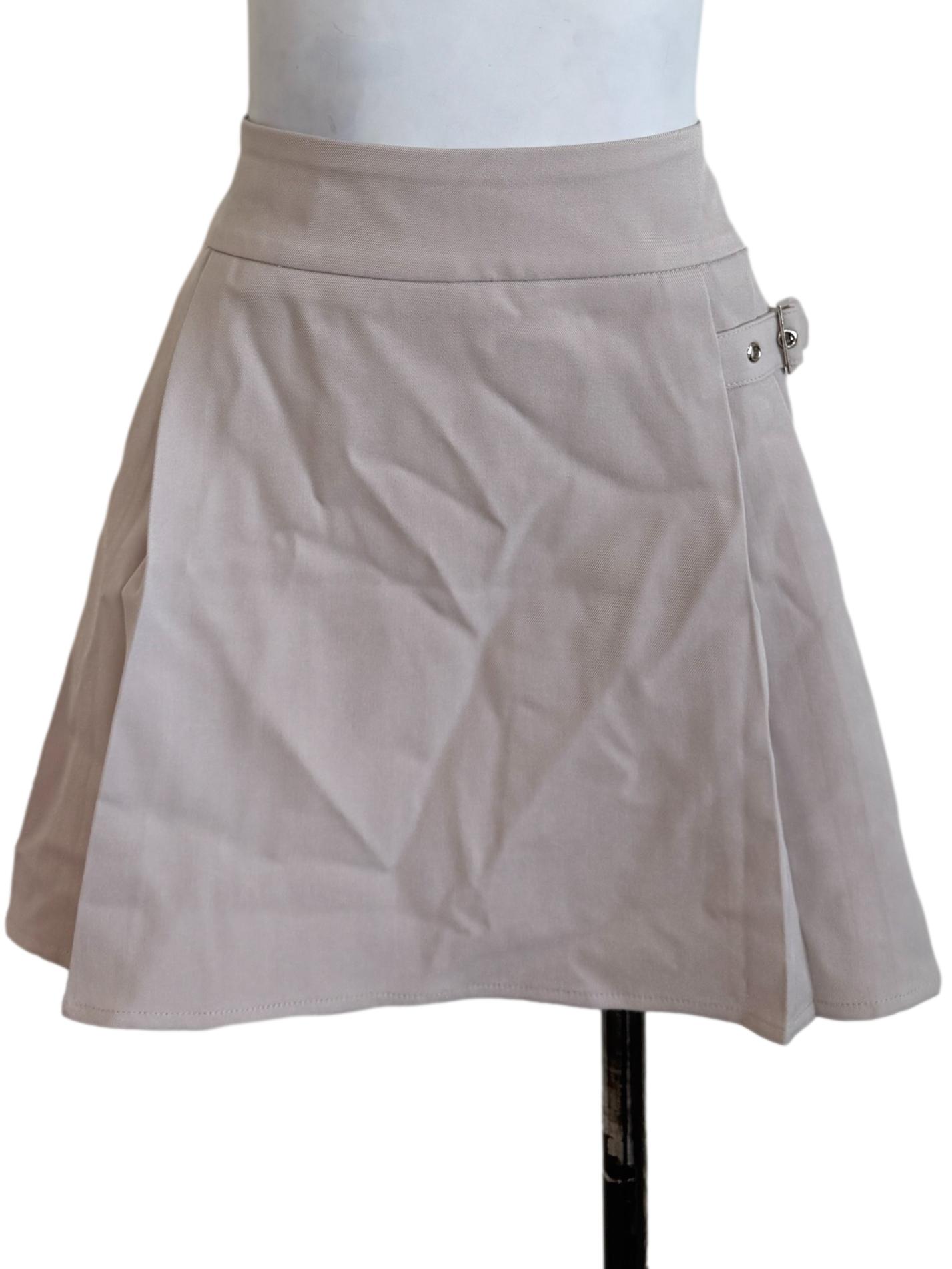Linen Beige Pleated Skirt