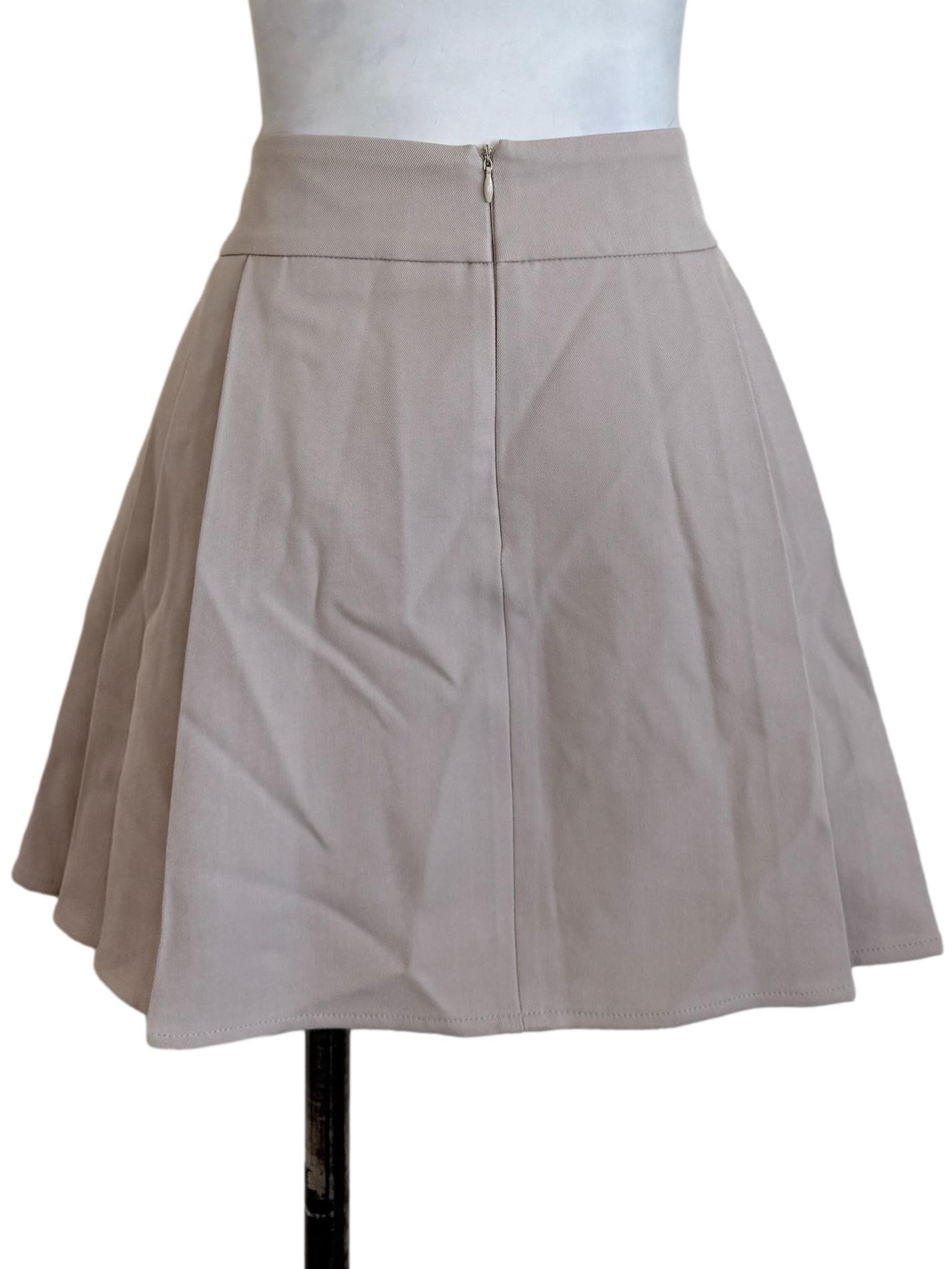 Linen Beige Pleated Skirt
