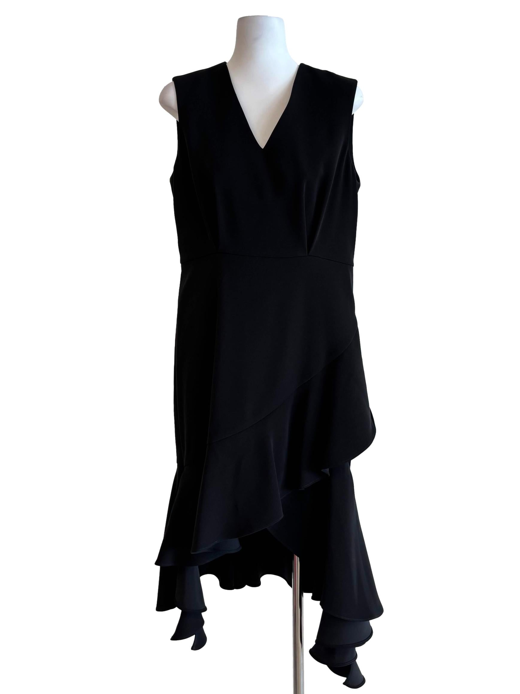 Soft Black Sleeveless Ruffle Dress