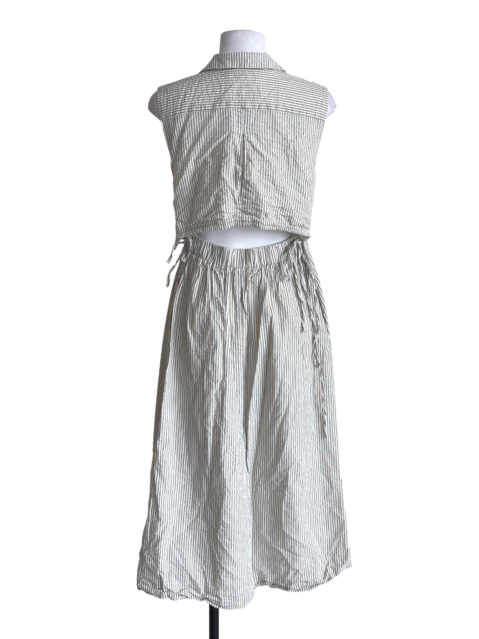 Chiffon White Stripes Johnny Shirt Dress