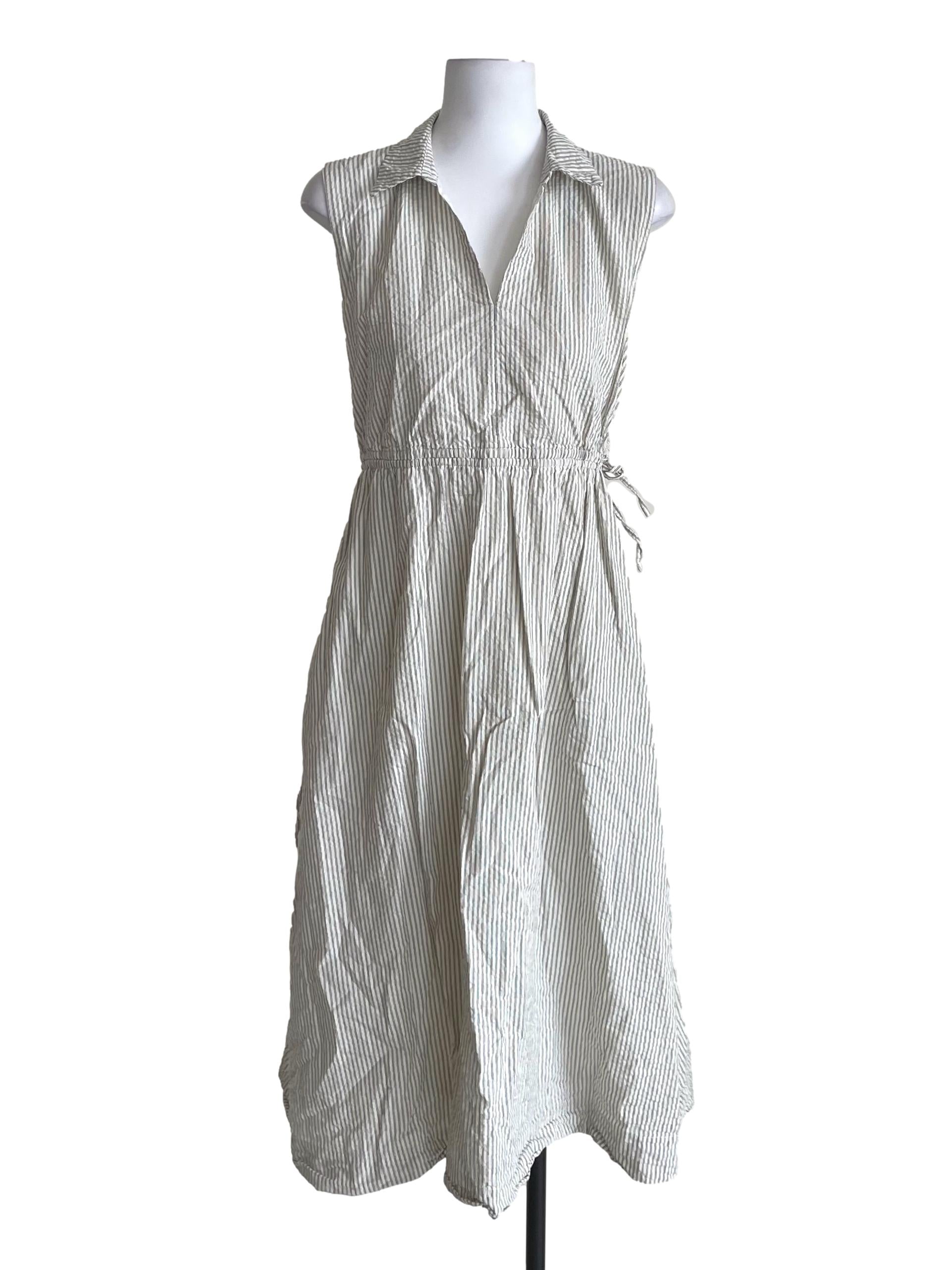 Chiffon White Stripes Johnny Shirt Dress
