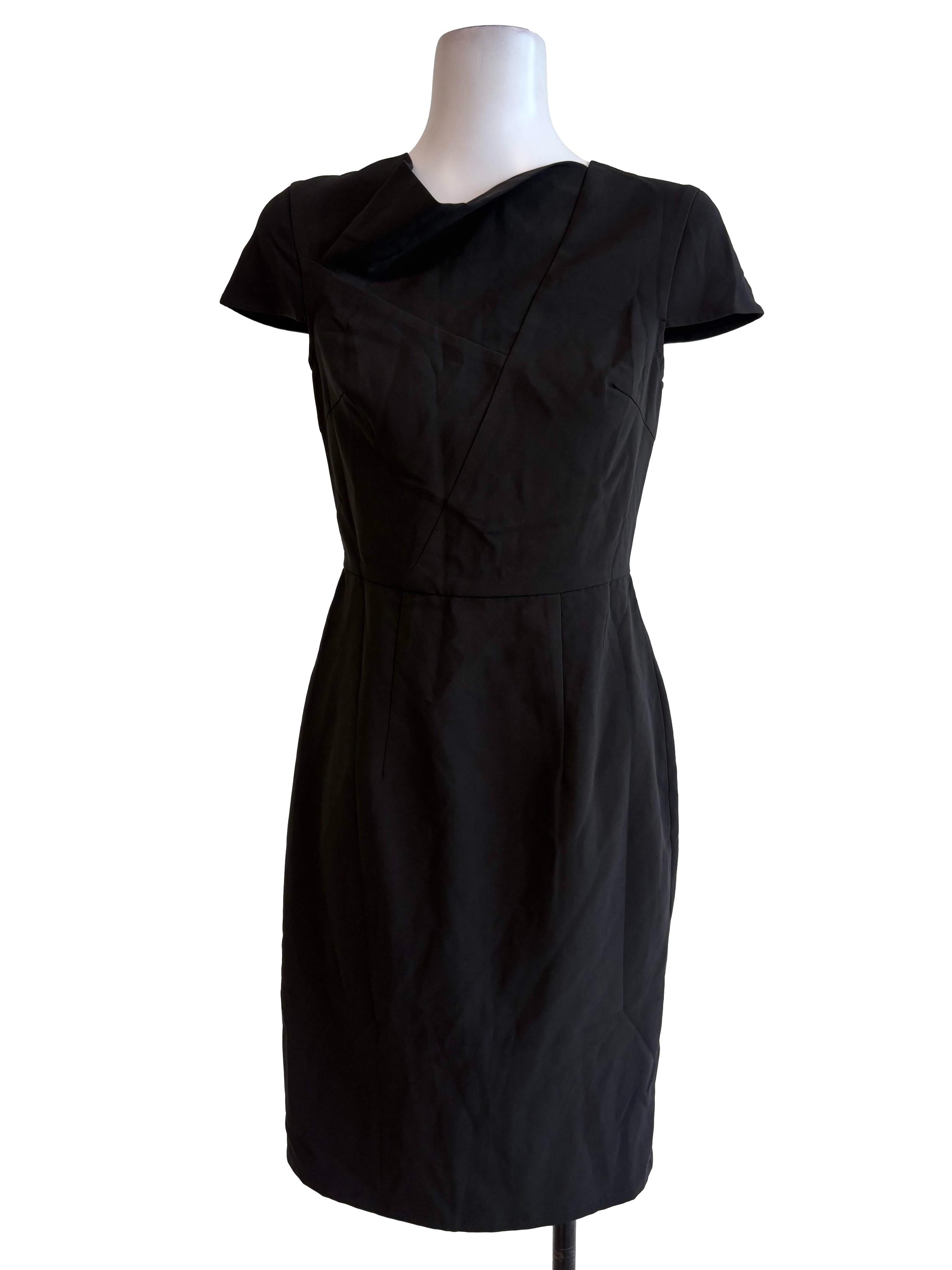 Black Draped Neckline Dress