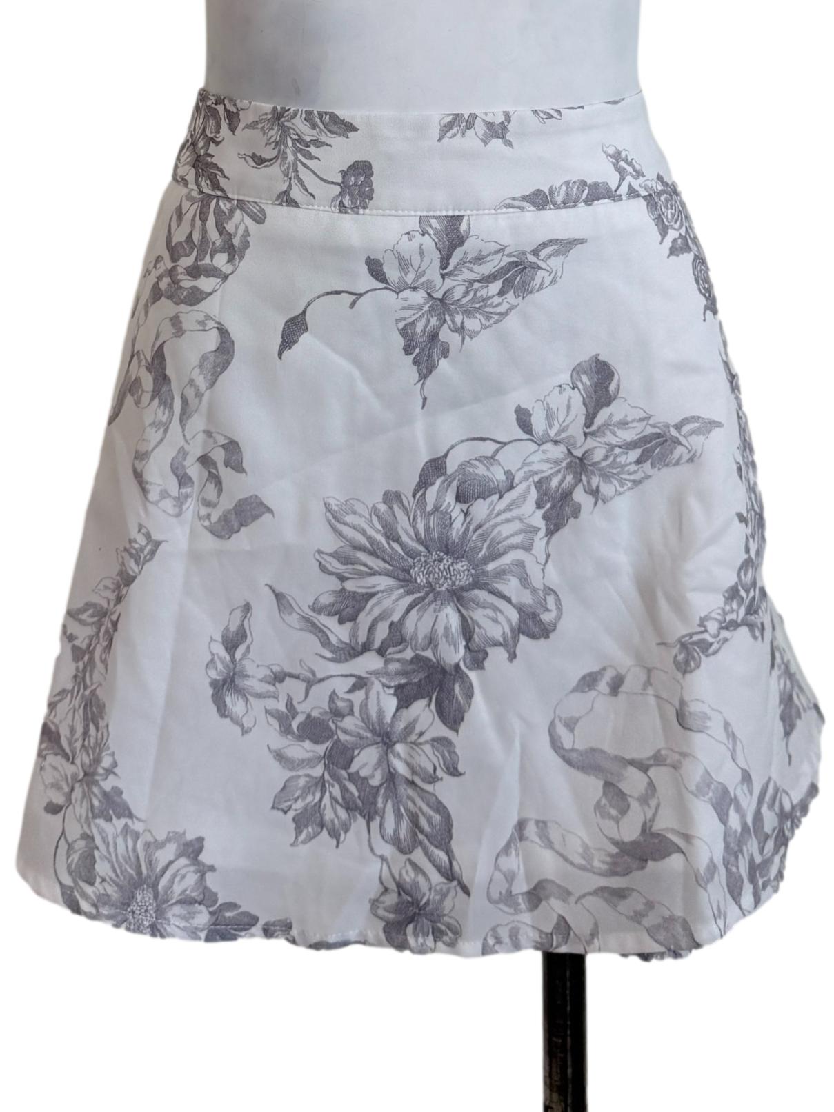 White Floral Printed Skirt