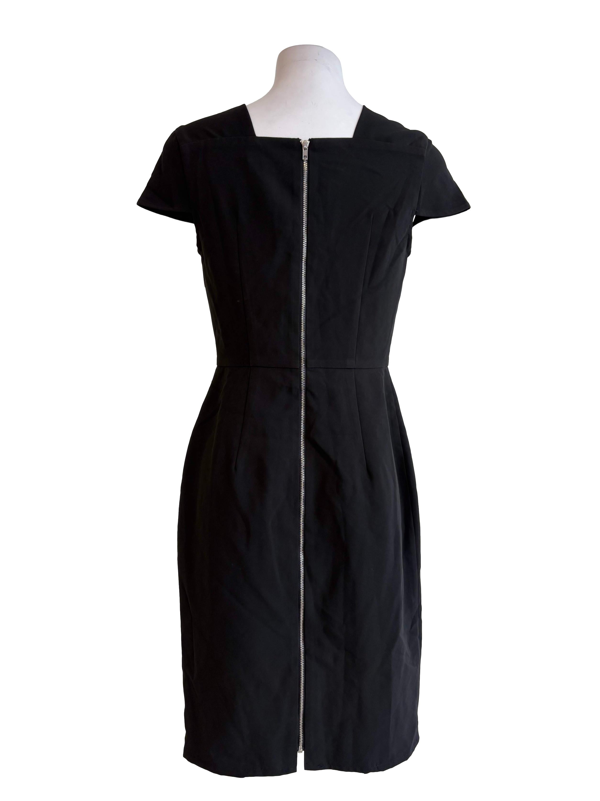 Black Draped Neckline Dress