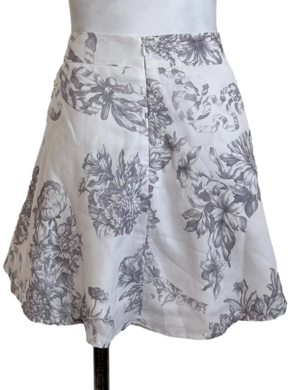 White Floral Printed Skirt