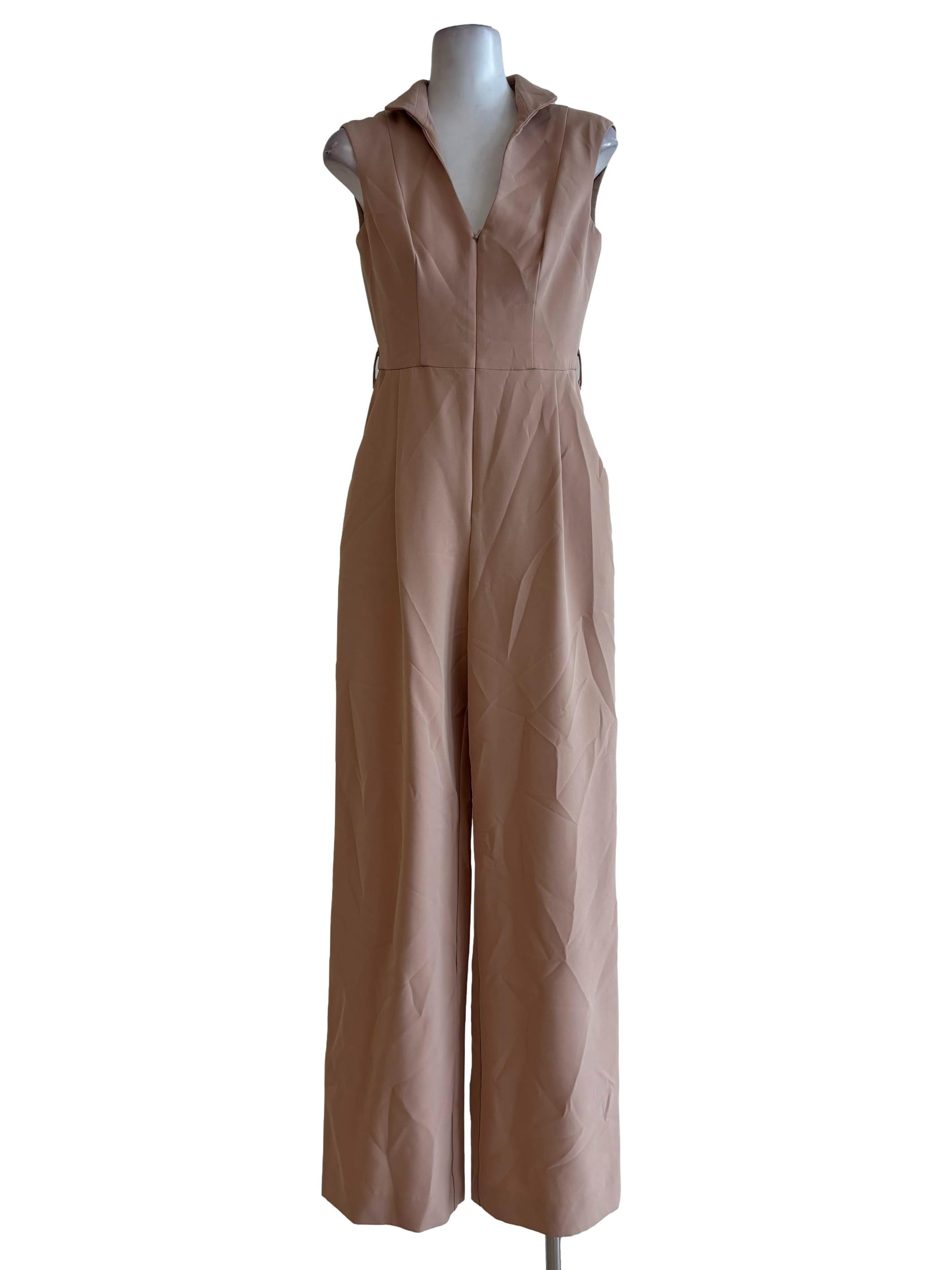 Beige Sleeveless Jumpsuit