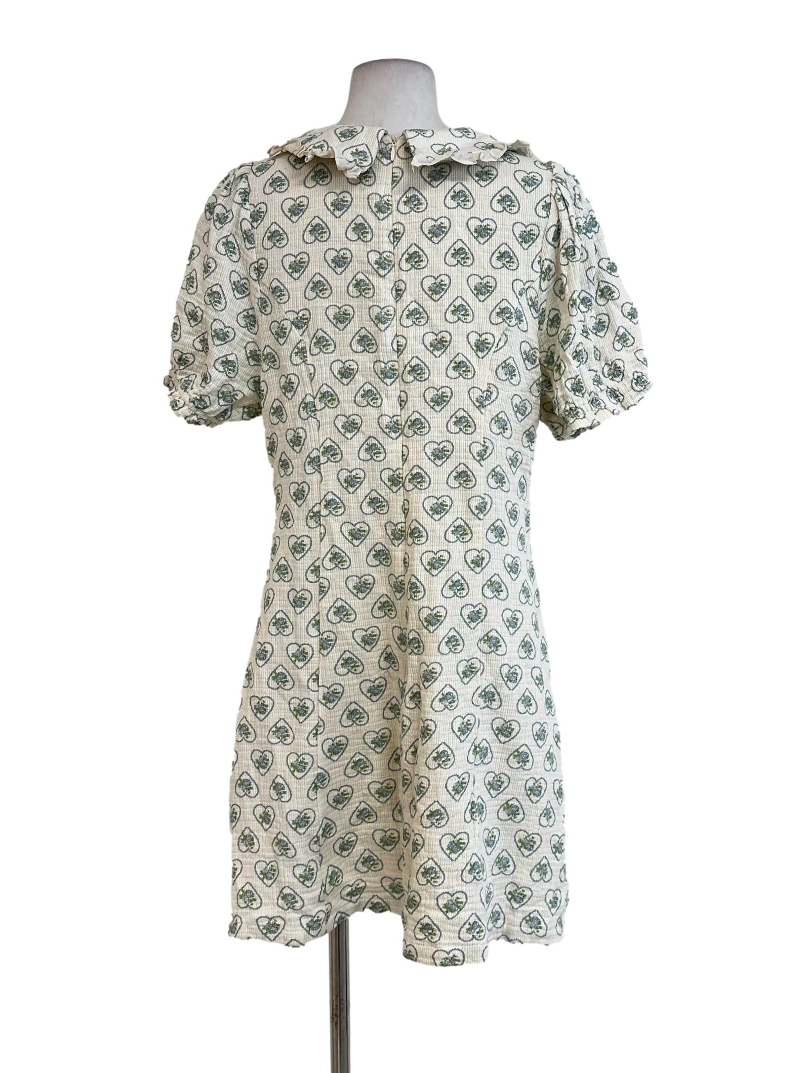 Coconut White Flower Printed Collar Dress