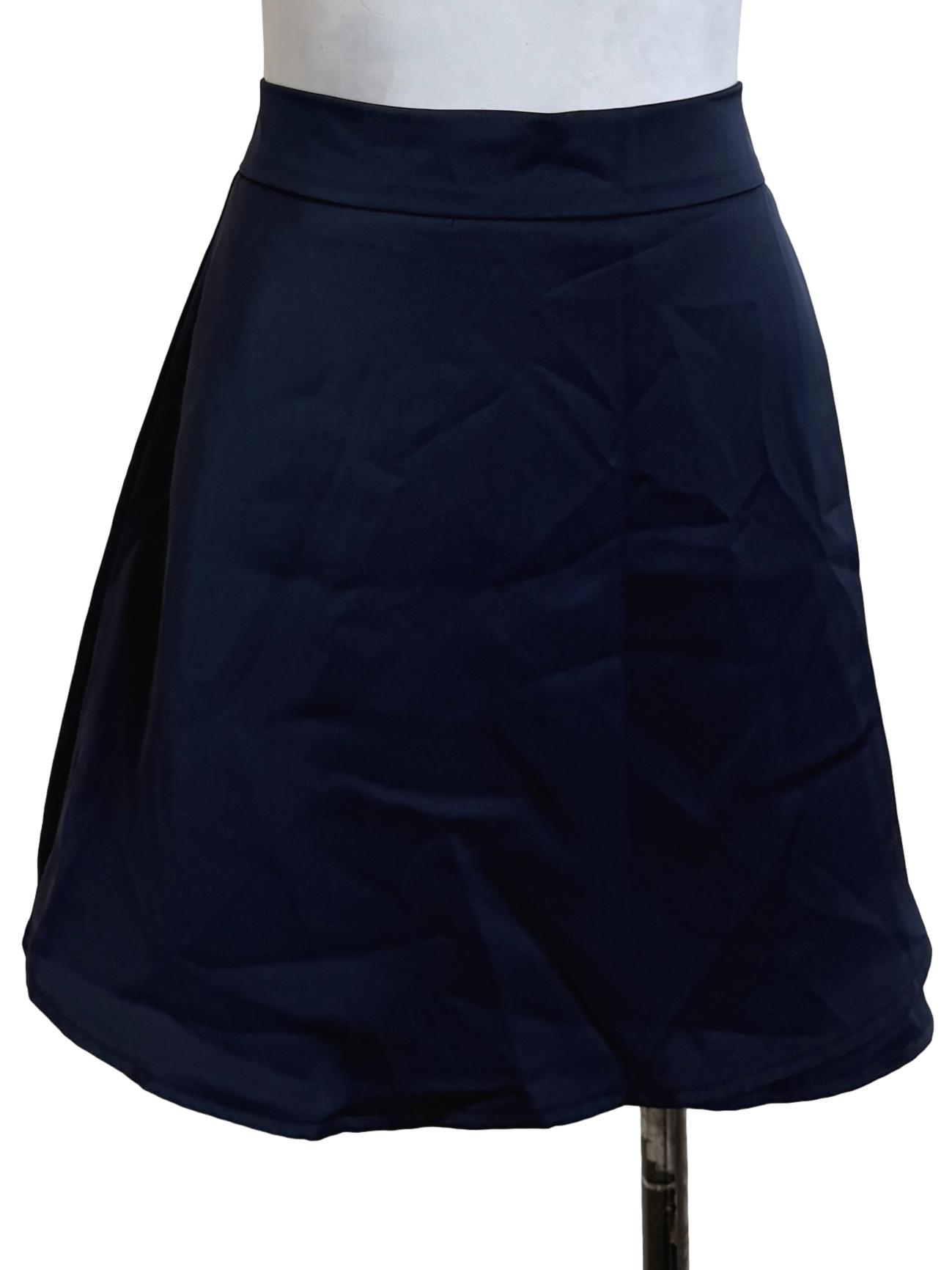 Navy Blue Satin Skirt