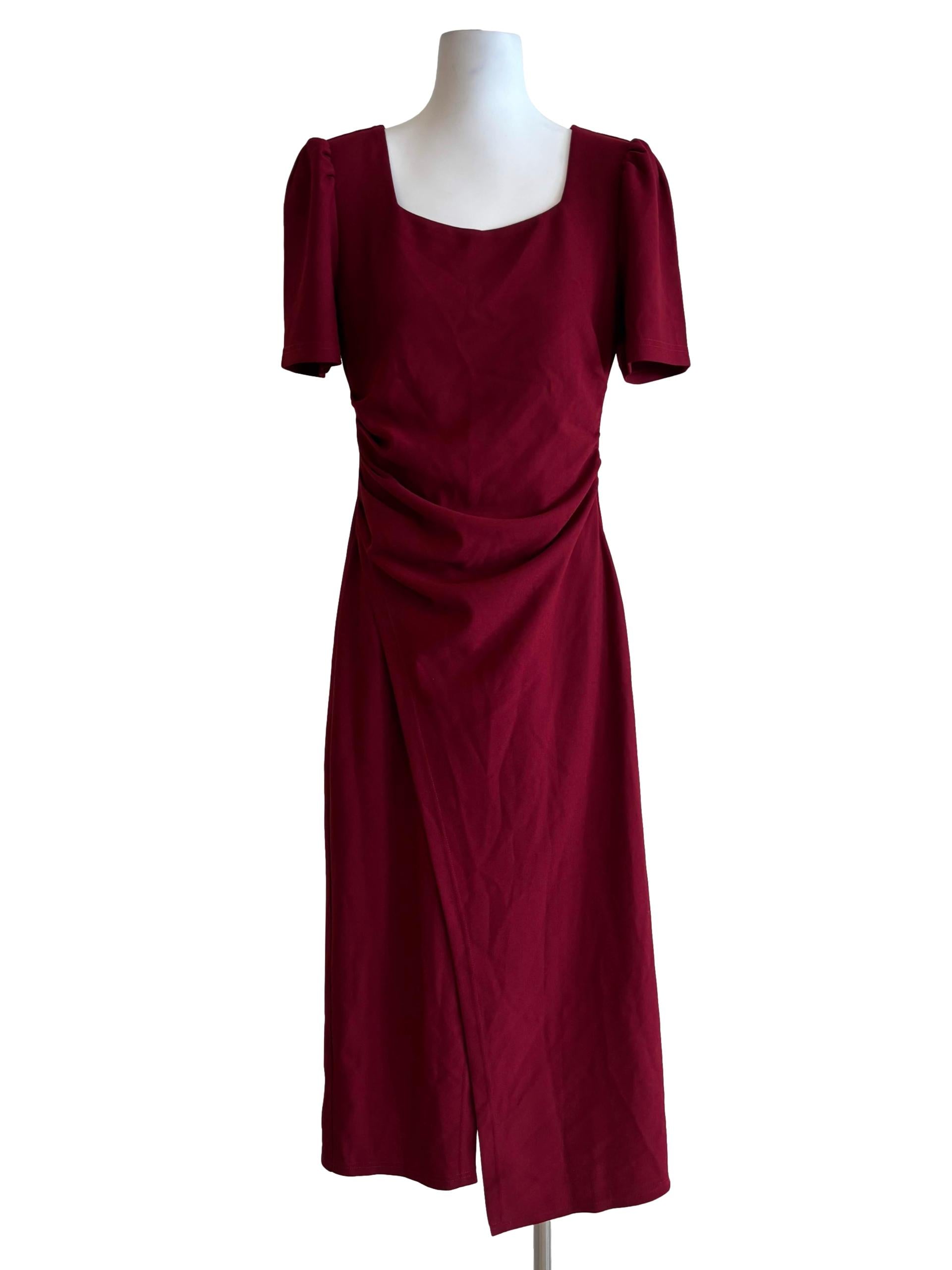 Burgundy Short Sleeve Bodycon Dress