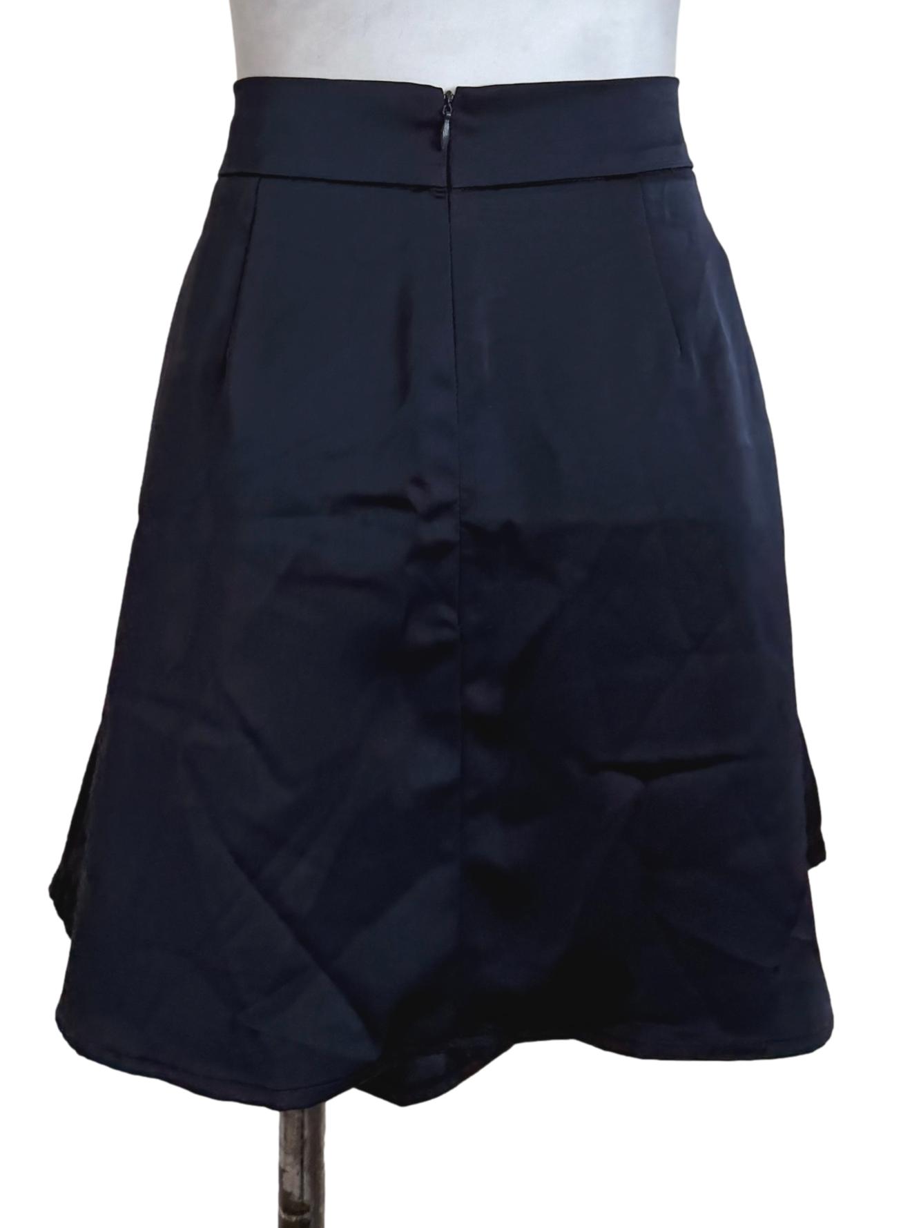 Navy Blue Satin Skirt