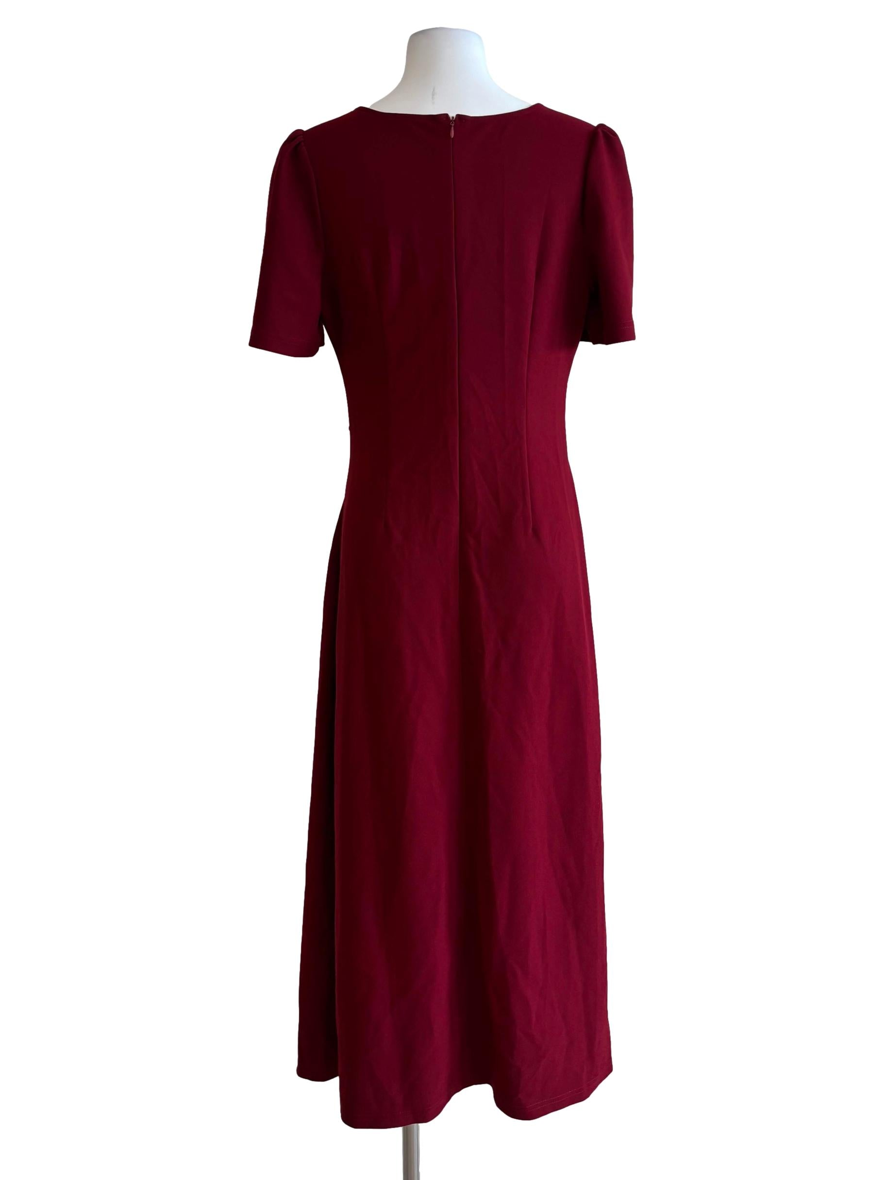 Burgundy Short Sleeve Bodycon Dress