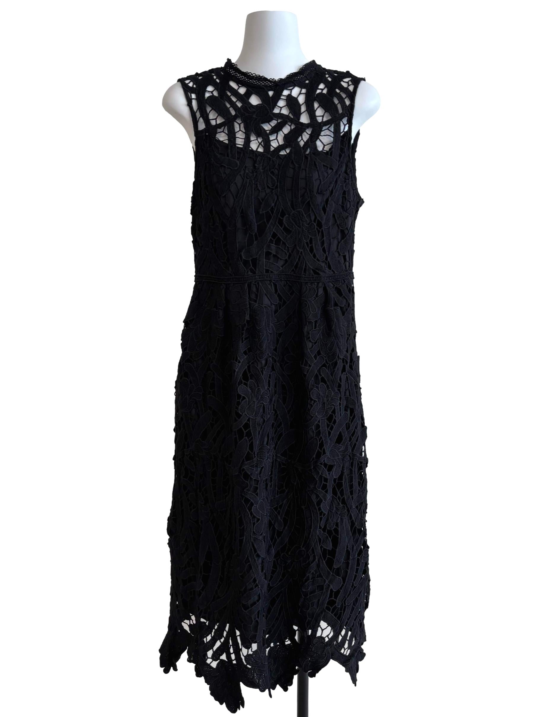 Raven Black Midi Lace Dress