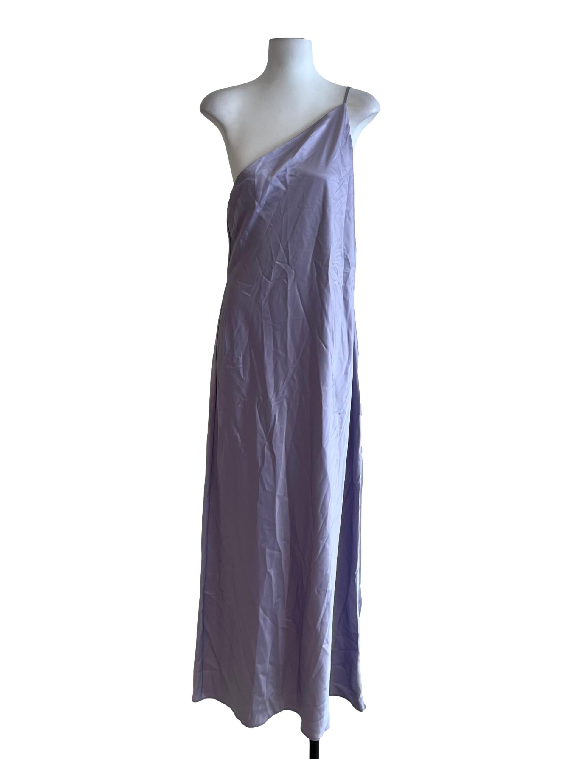 Periwinkle Purple Asymmetrical Neckline Sheath Dress