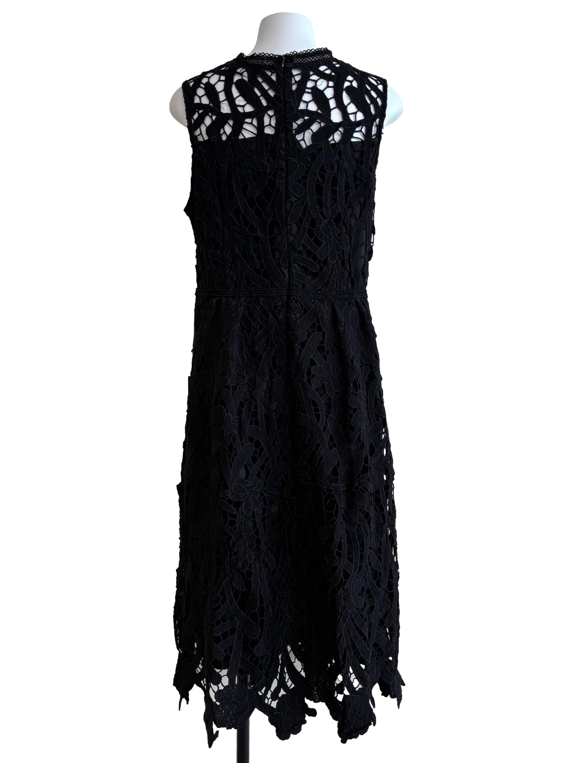 Raven Black Midi Lace Dress