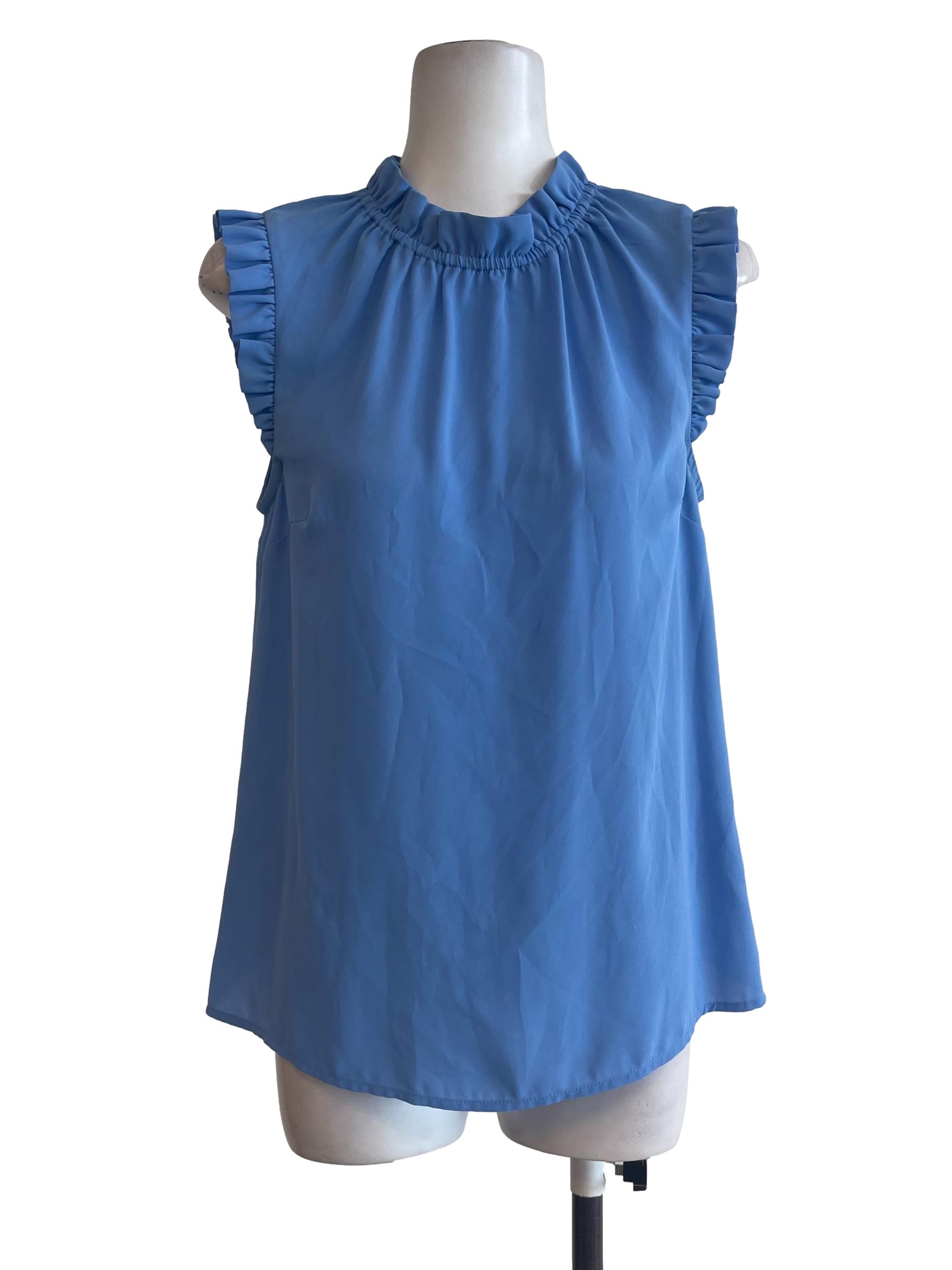 Blue Steel Button Top