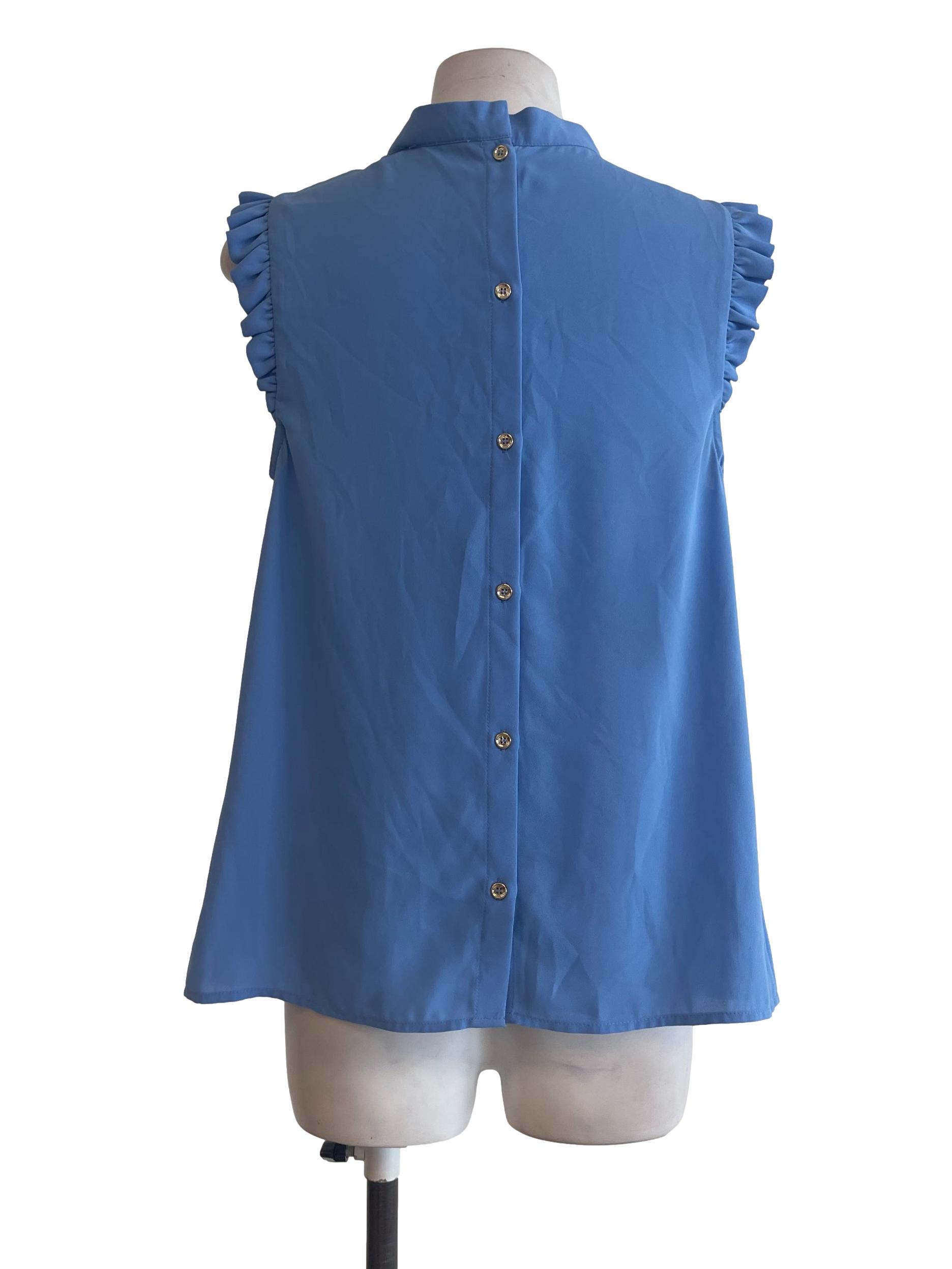 Blue Steel Button Top