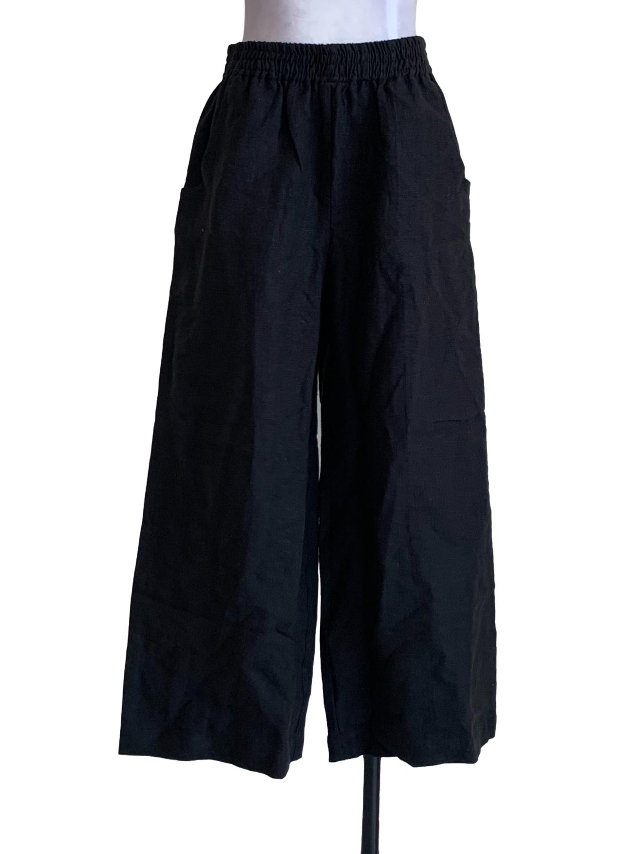 Black Slant Pocket Wide Leg Pants