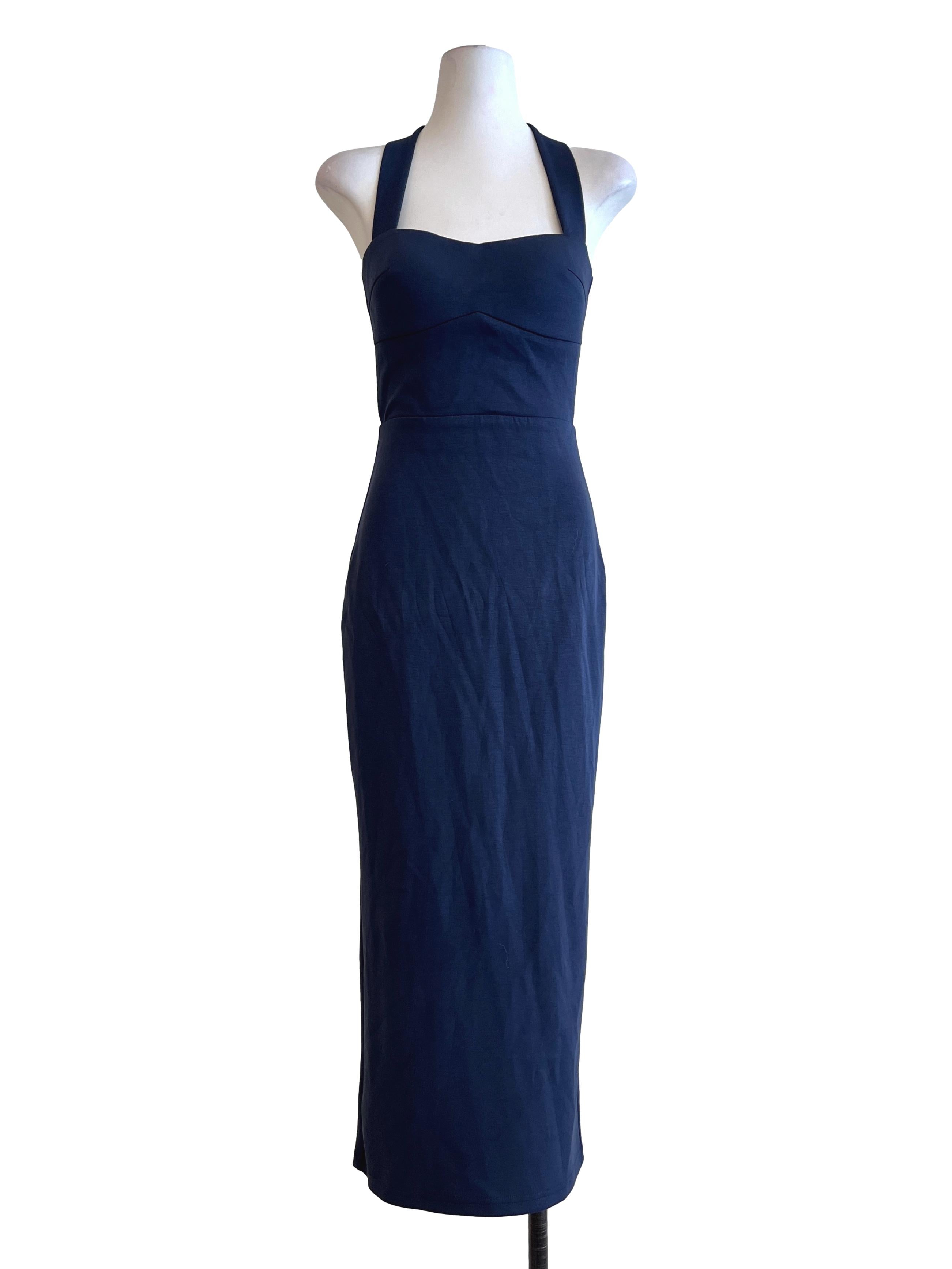 Peacock Blue Halter Strap Bodycon Dress