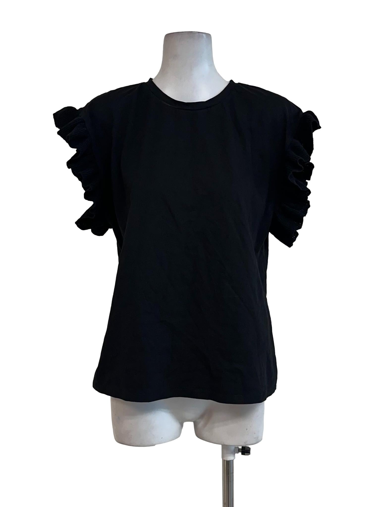 Black Circular Caps Sleeves Top