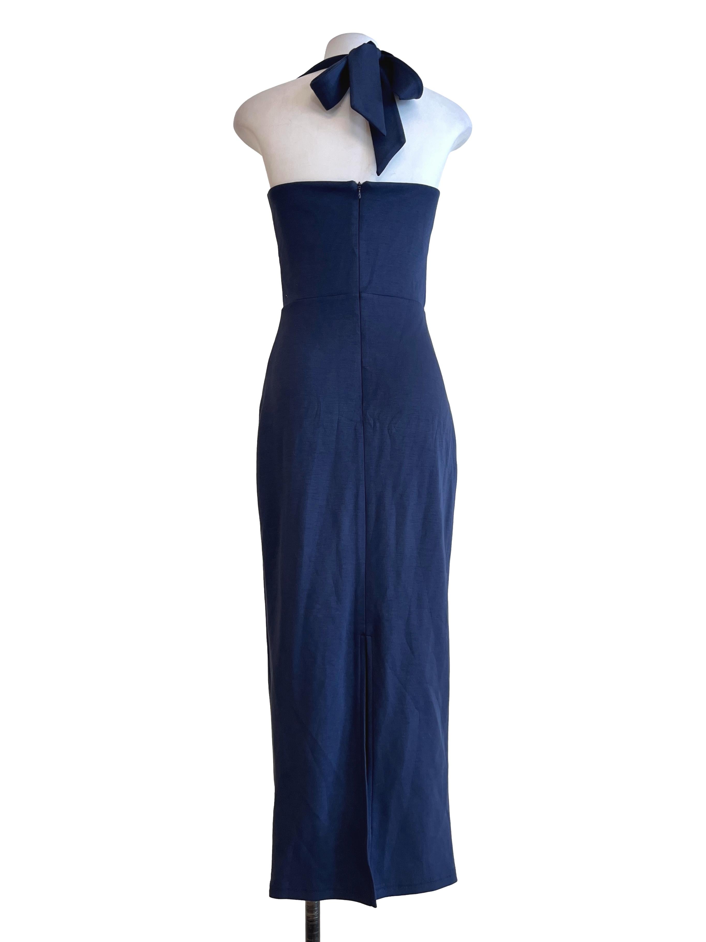 Peacock Blue Halter Strap Bodycon Dress