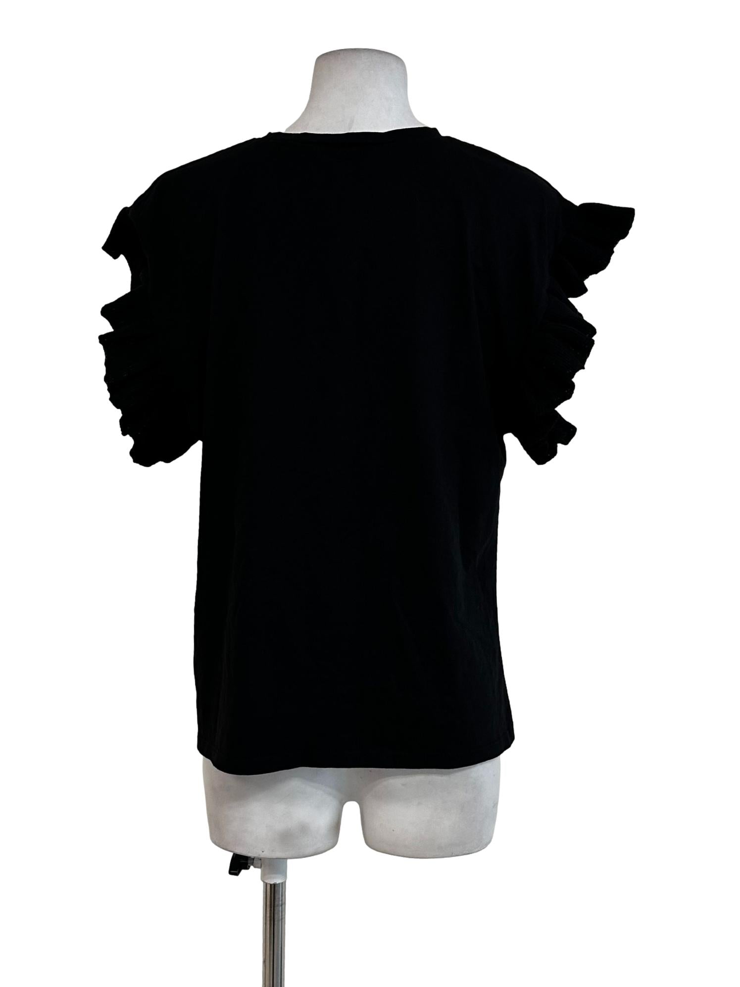 Black Circular Caps Sleeves Top