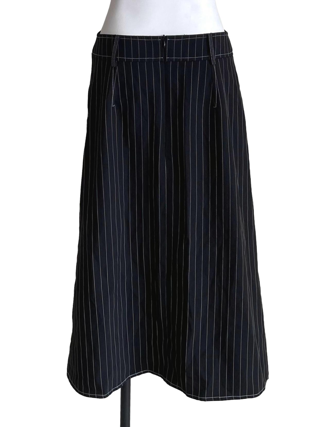 Black & White Pinstripes Slit Skirt