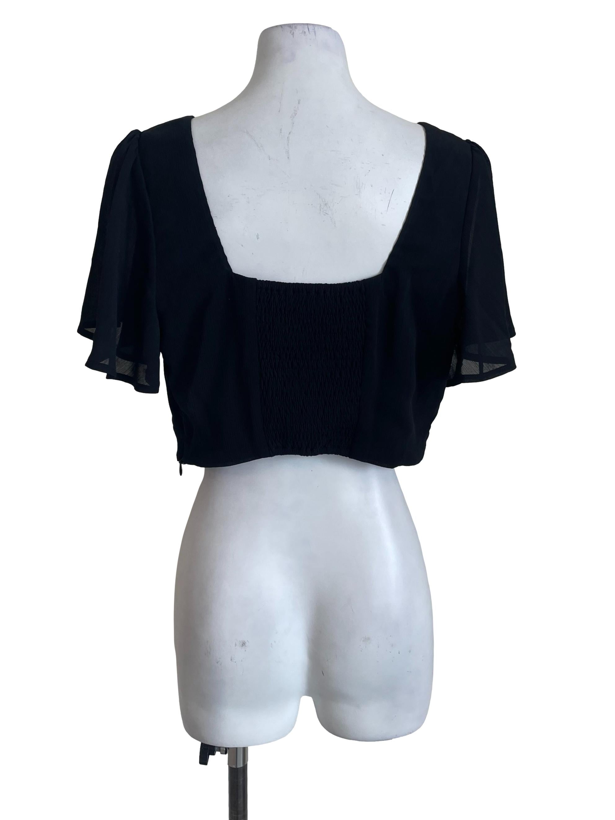 Black Butterfly Sleeves Top