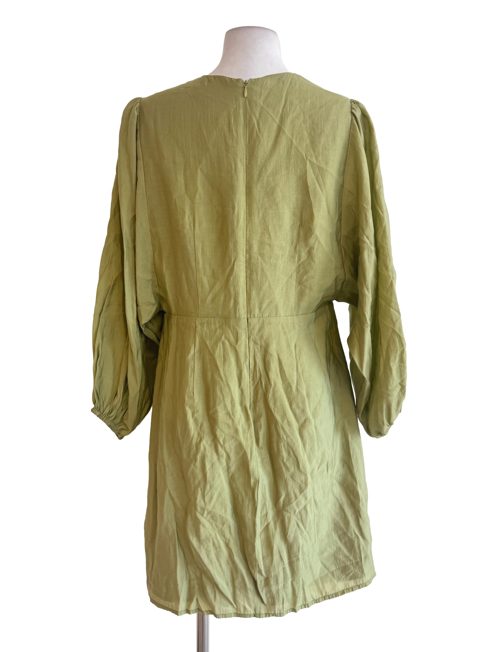 Green Plain Batwing Sleeves Dress LB