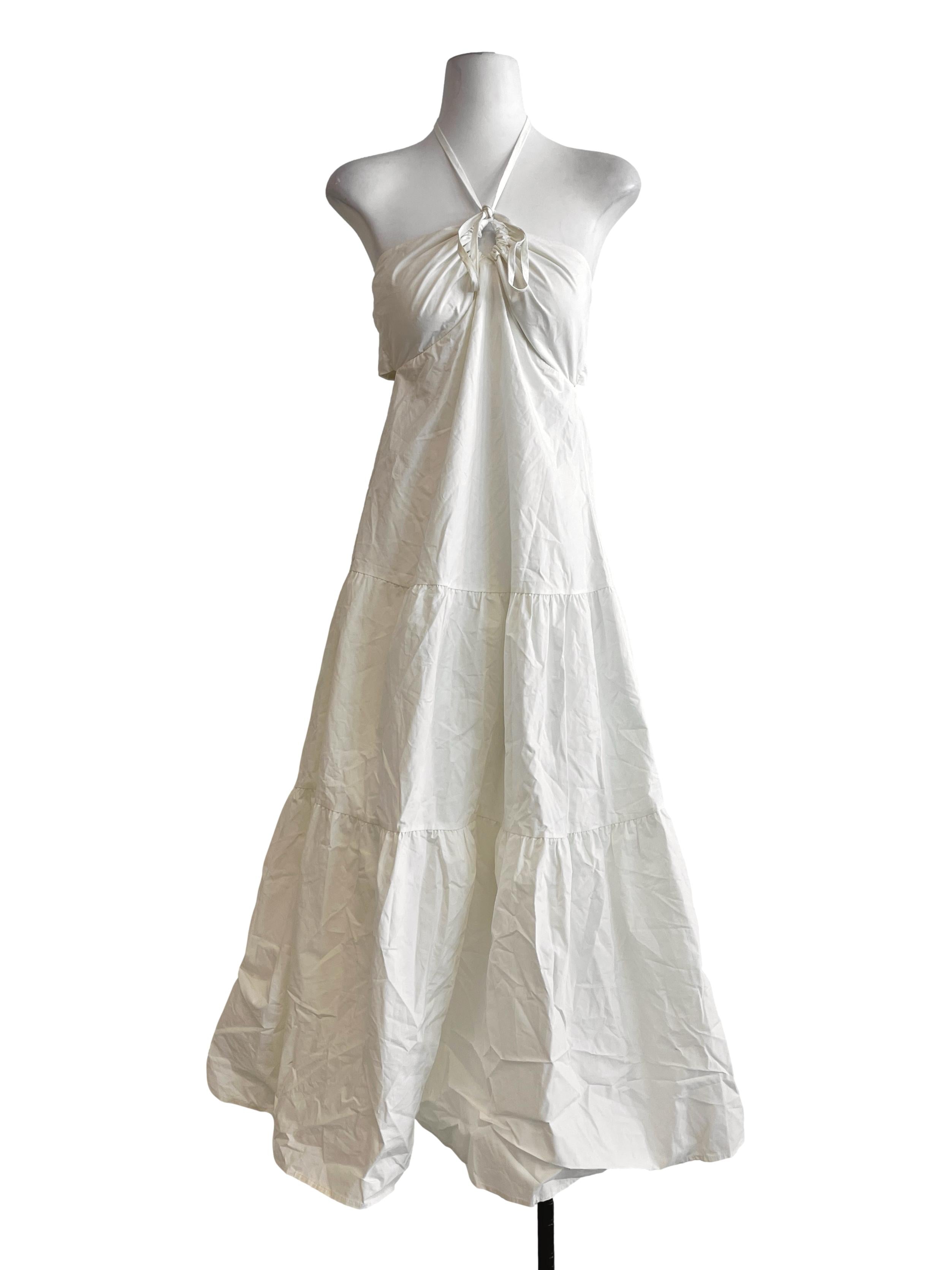 Pear White Halter Strap Maxi Dress