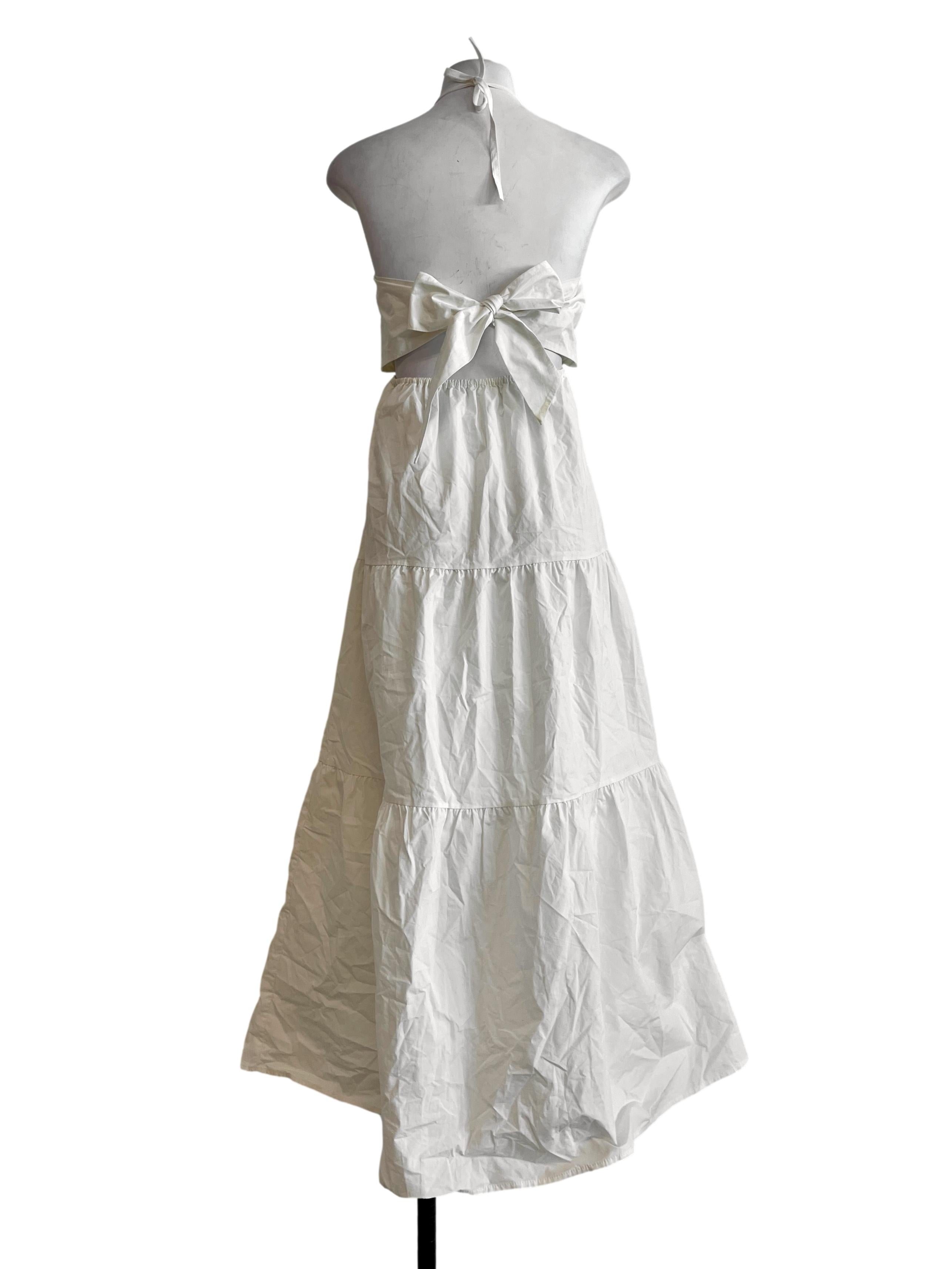 Pear White Halter Strap Maxi Dress