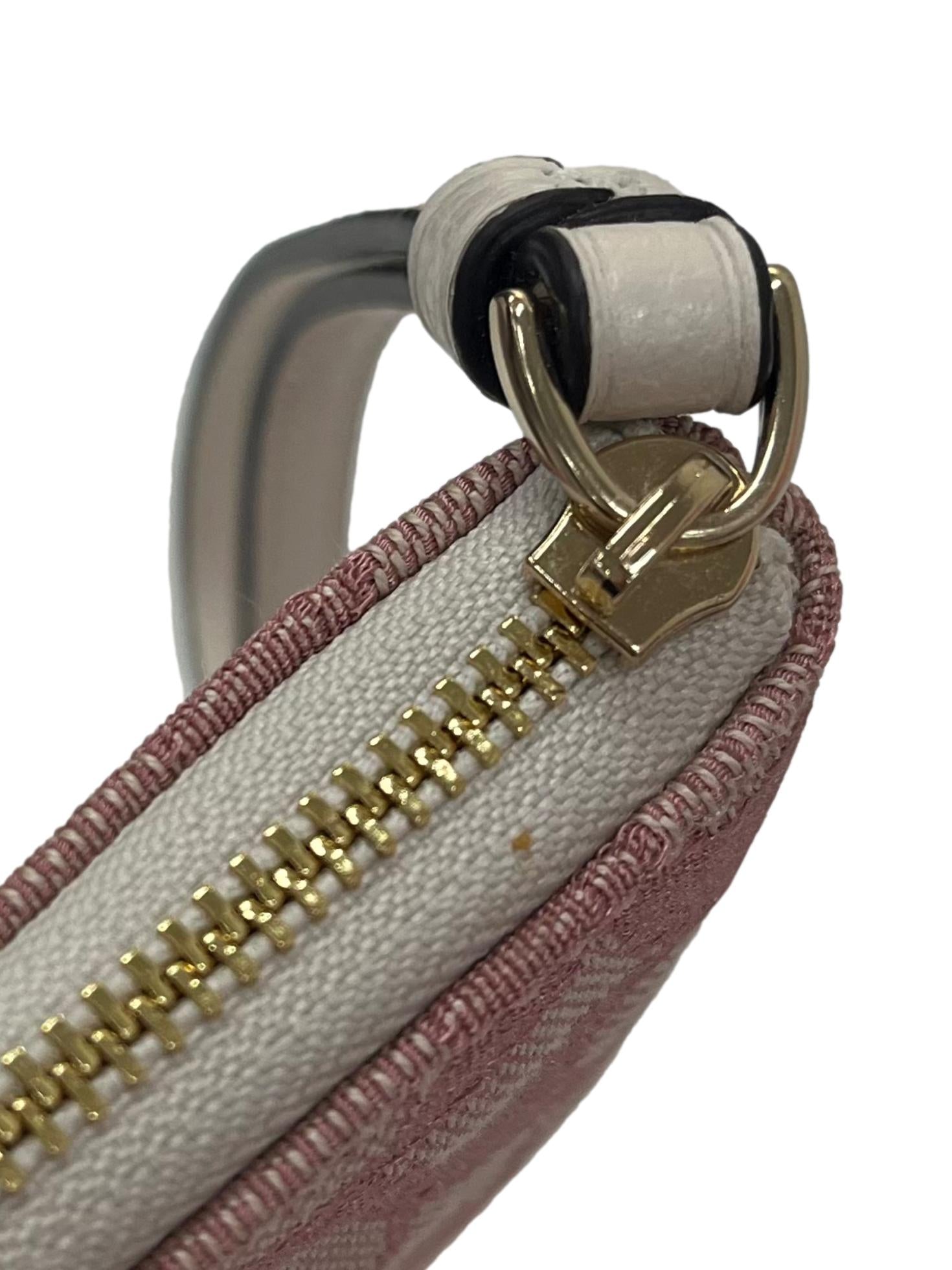 Blush Pink Leather Dempsey Signature Jacquard Corner Zip Wristlet CSN