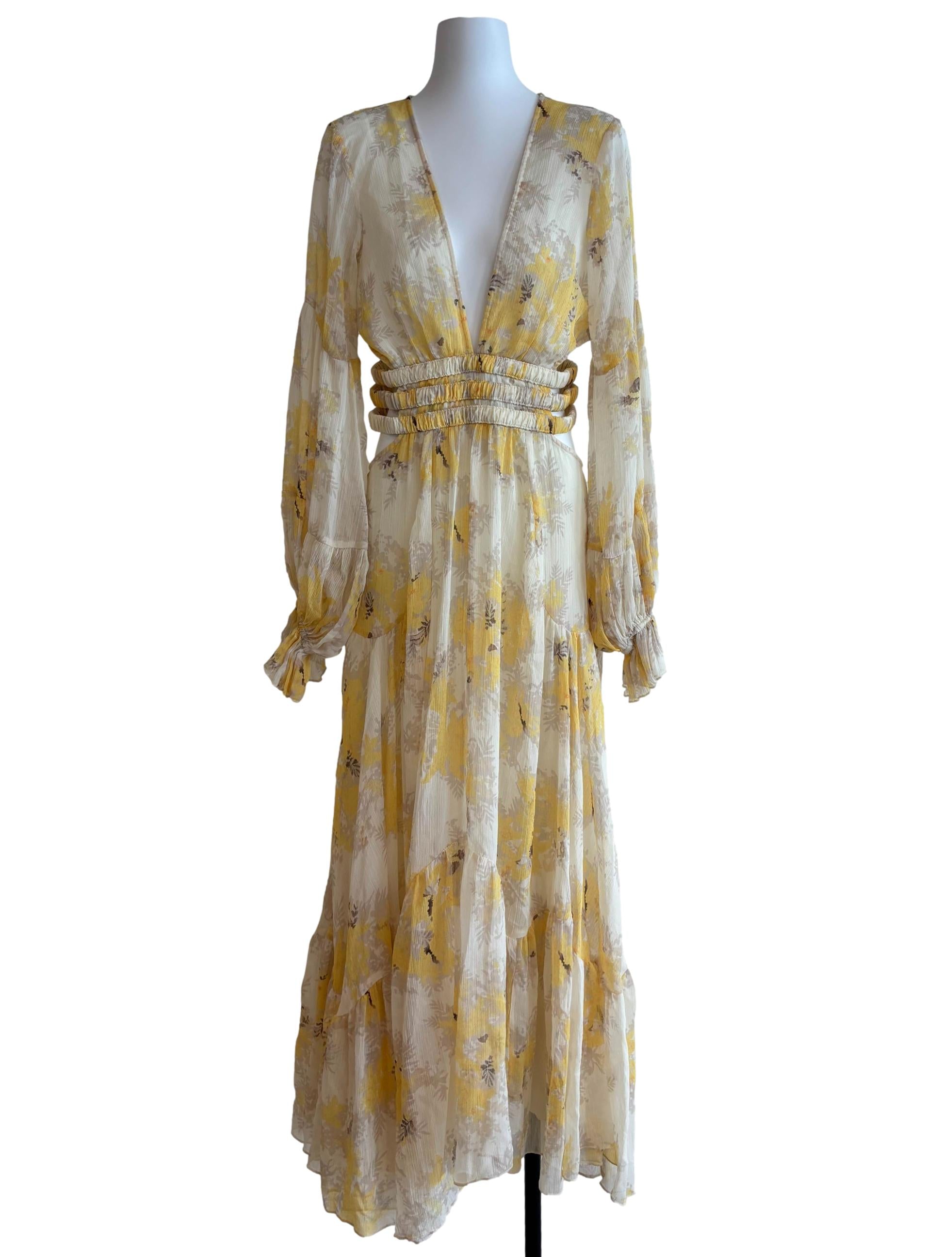 Daffodil Yellow Floral Maxi Dress