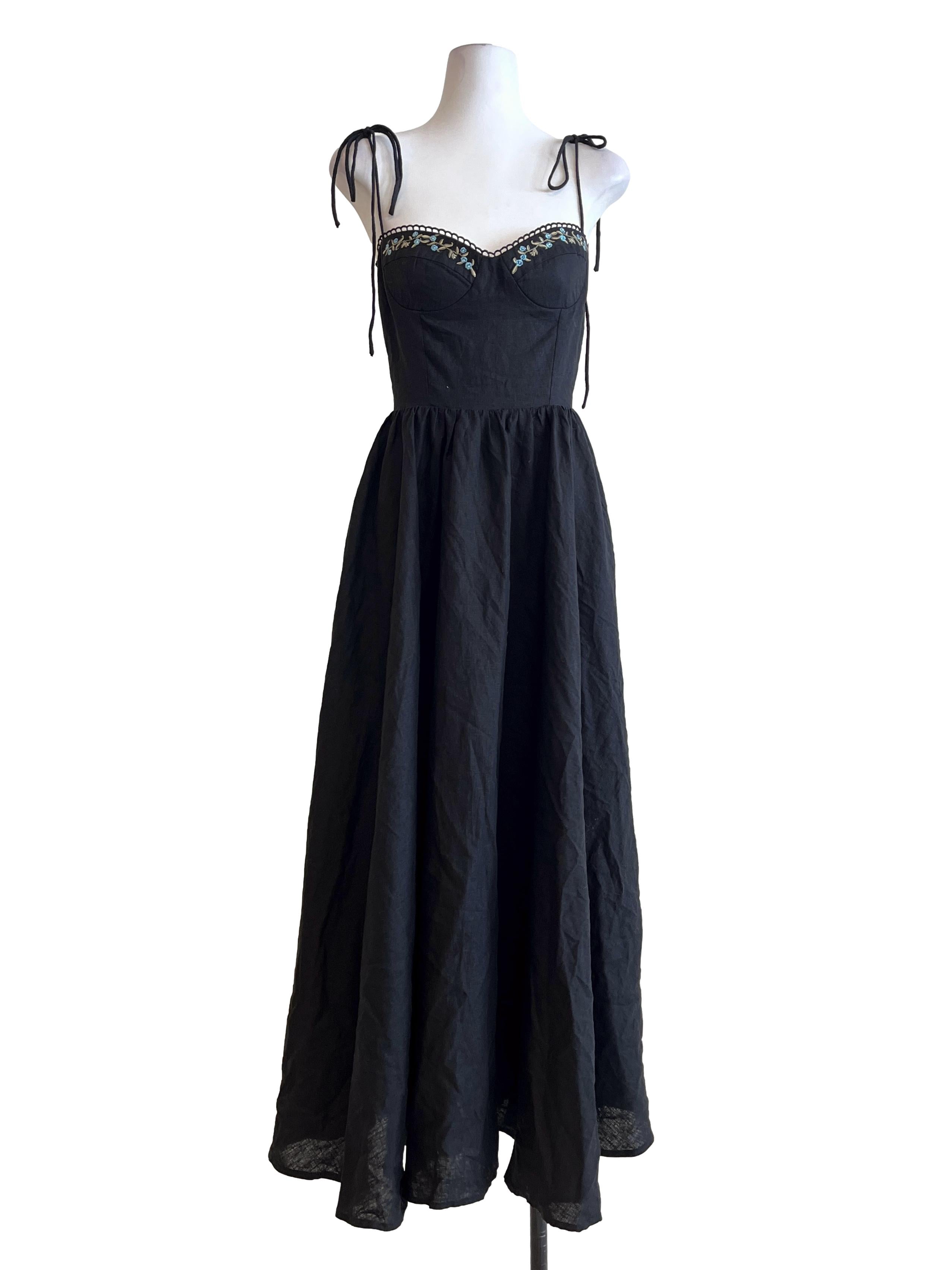 Pitch Black Spaghetti Strap Empire Dress