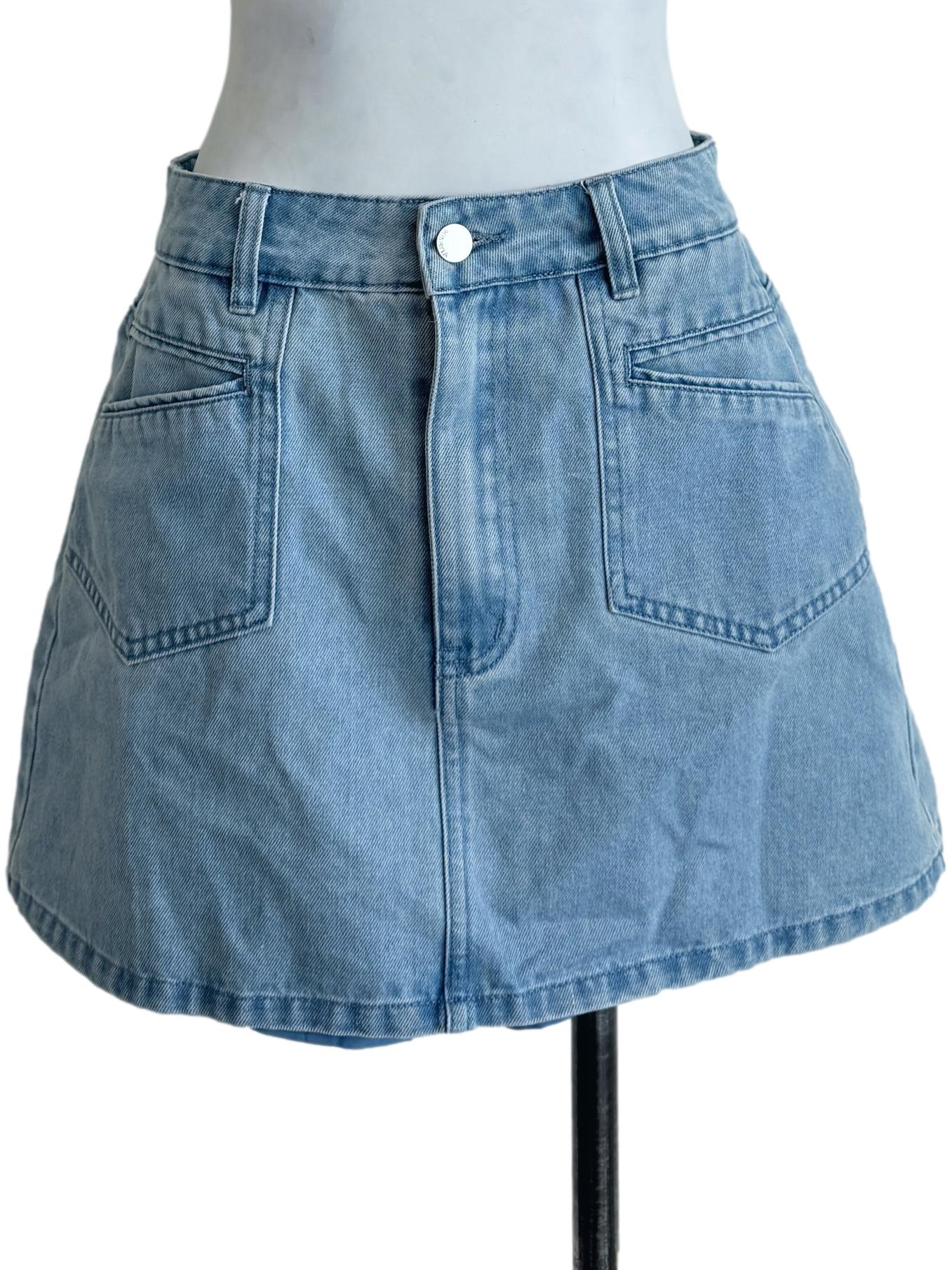 Denim Blue High Waist Skirt