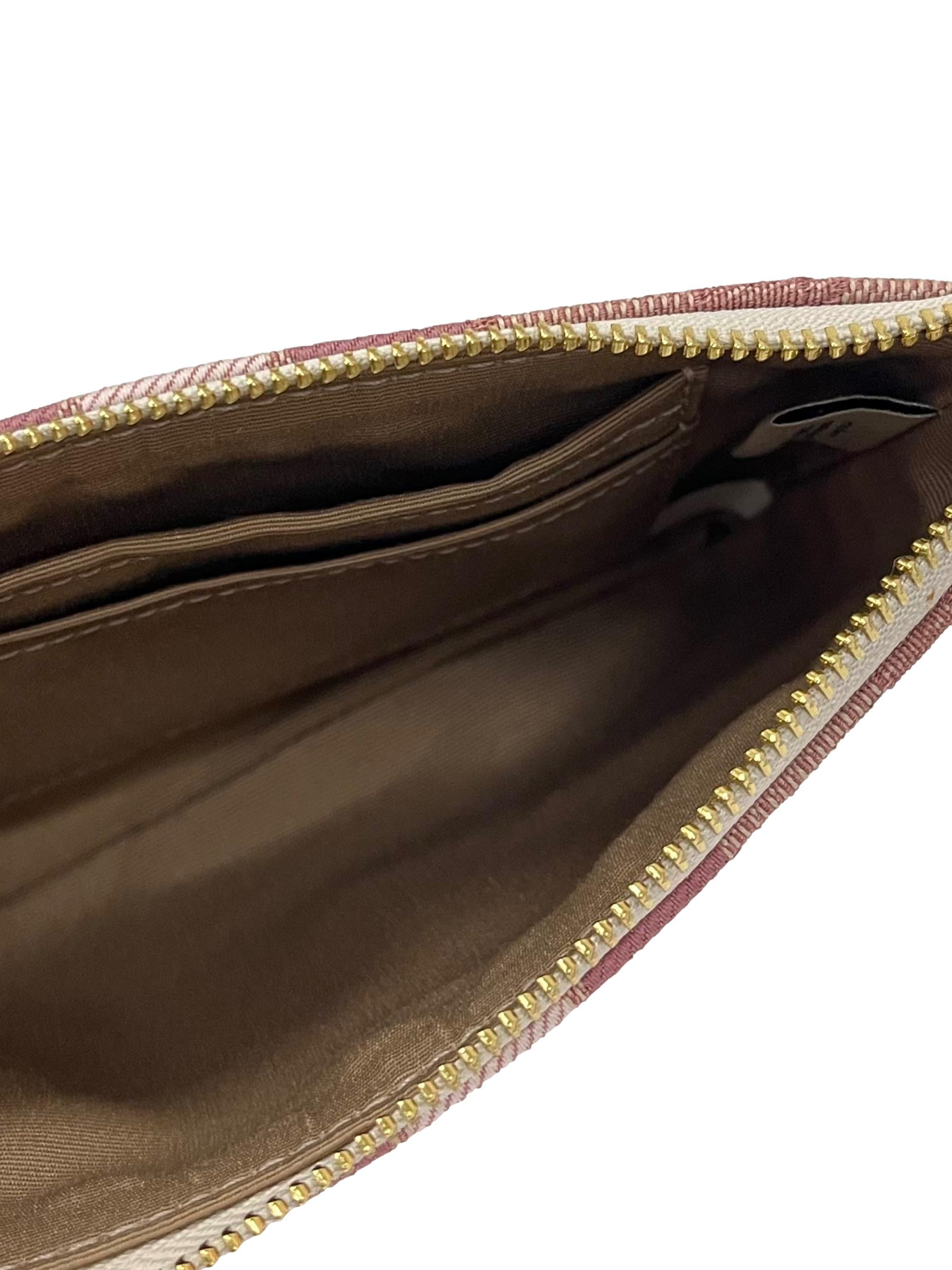 Blush Pink Leather Dempsey Signature Jacquard Corner Zip Wristlet CSN