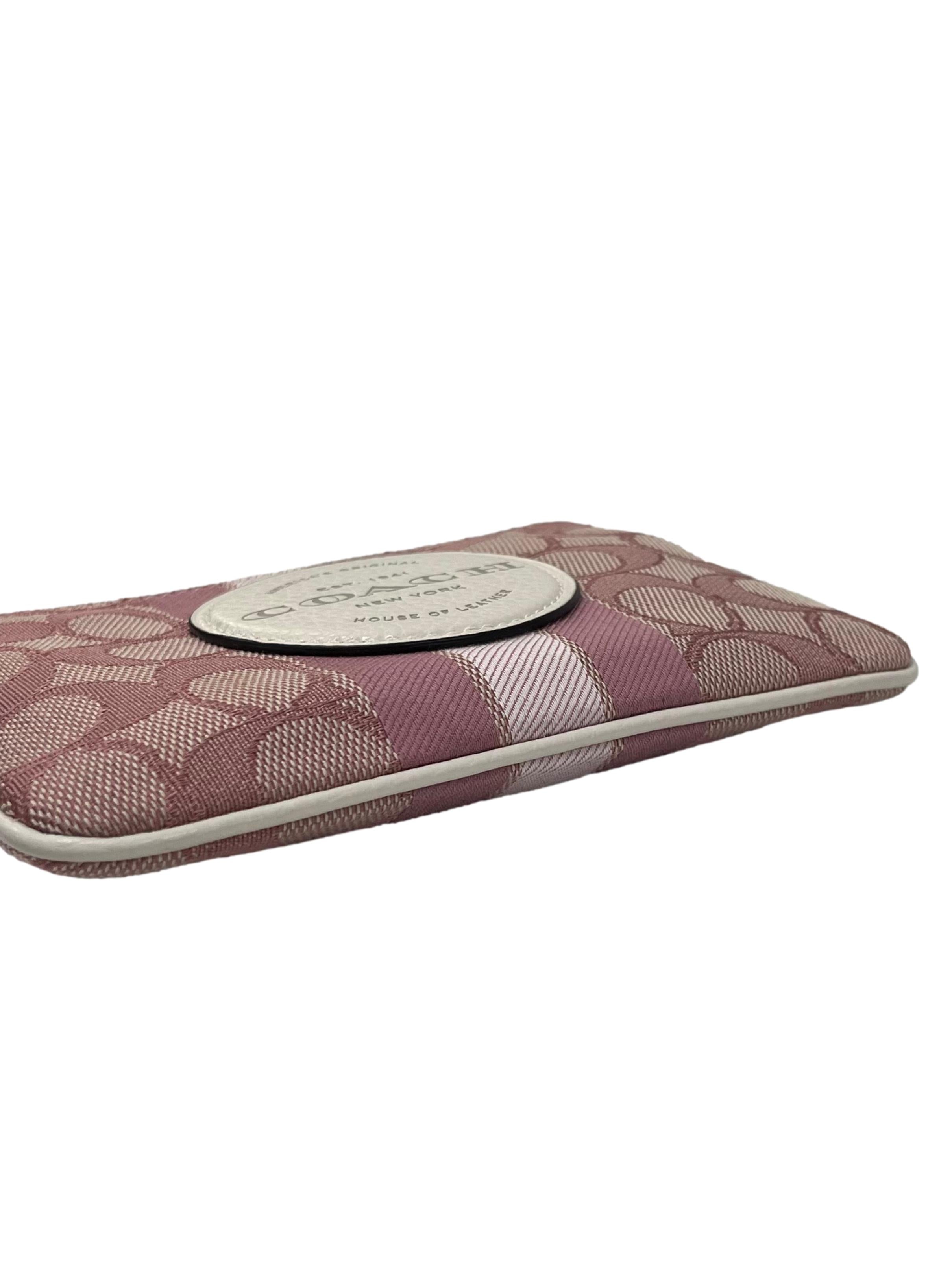 Blush Pink Leather Dempsey Signature Jacquard Corner Zip Wristlet CSN