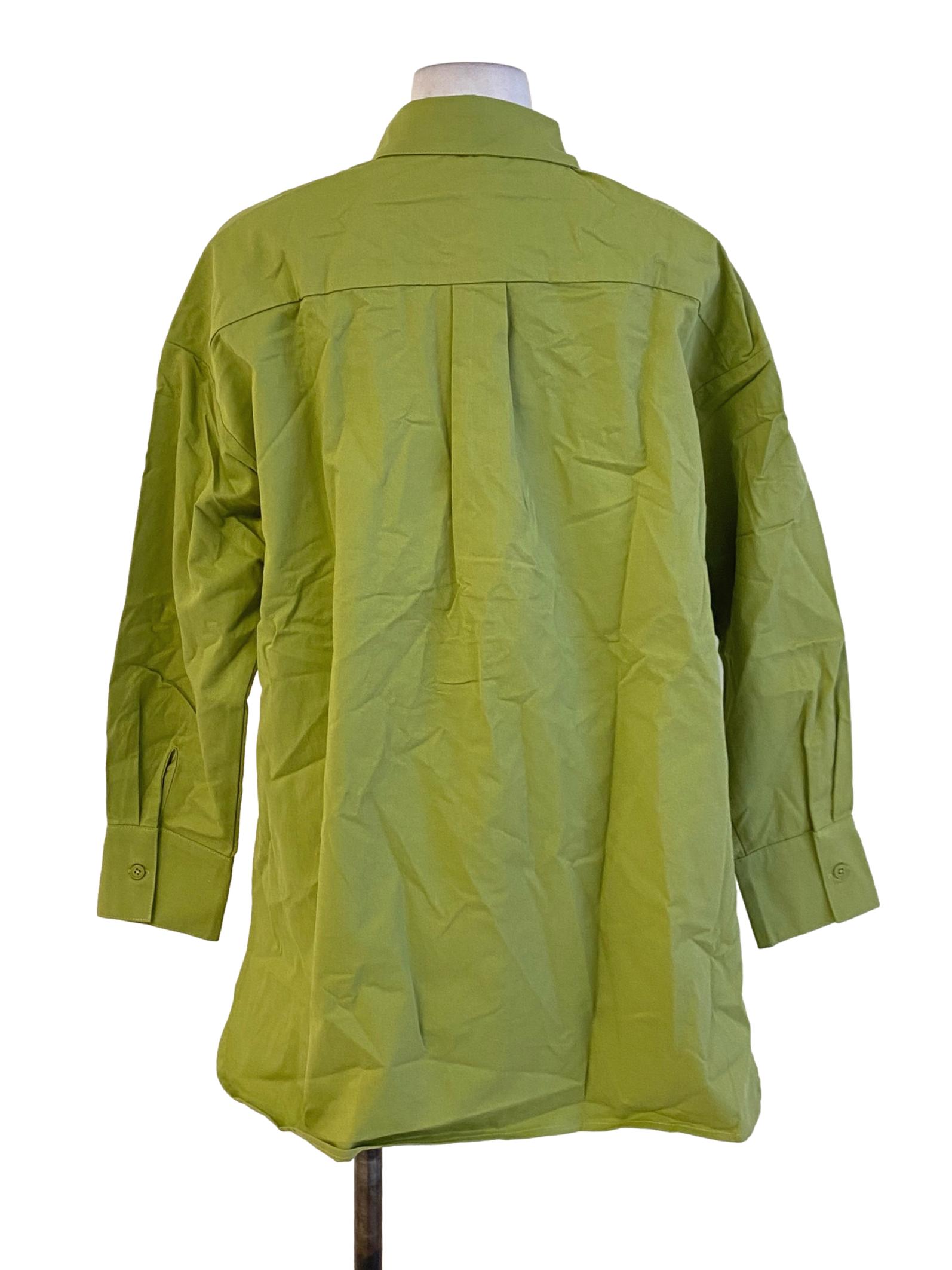 Olive Green Buttoned Down Long Sleeve Shirt Blouse TCL
