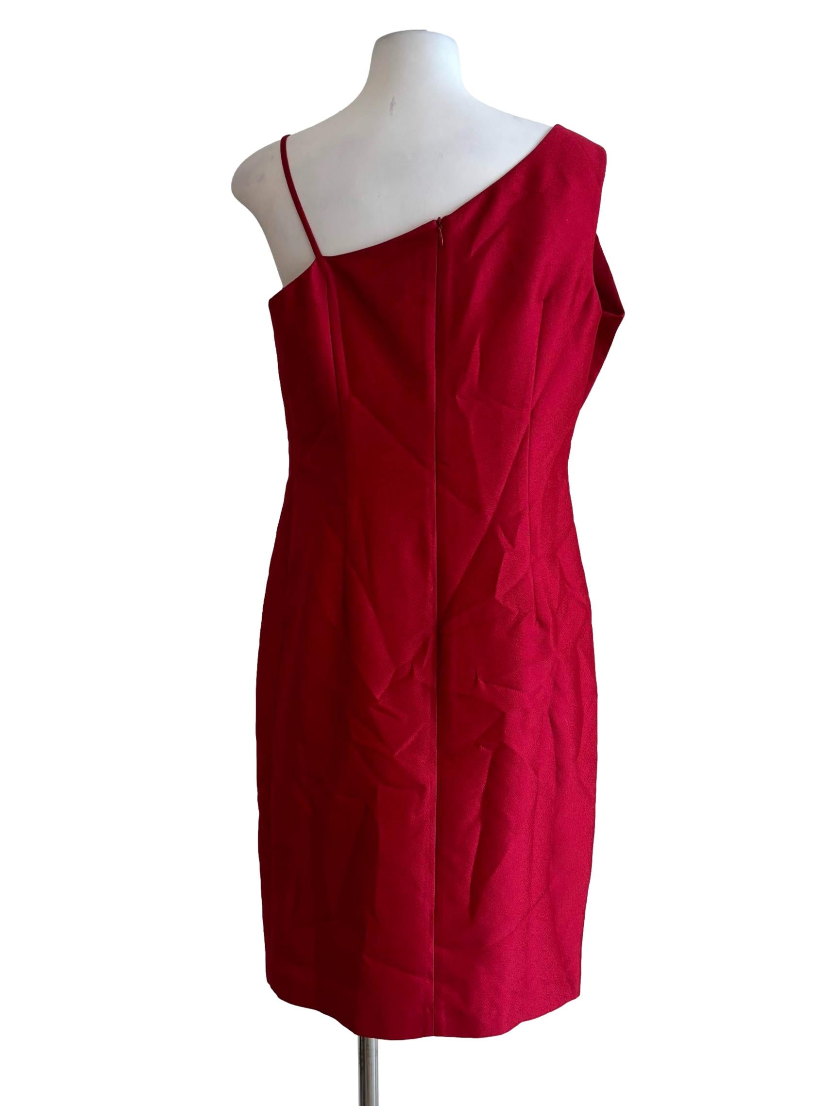 Lava Red Asymmetrical Pencil Dress