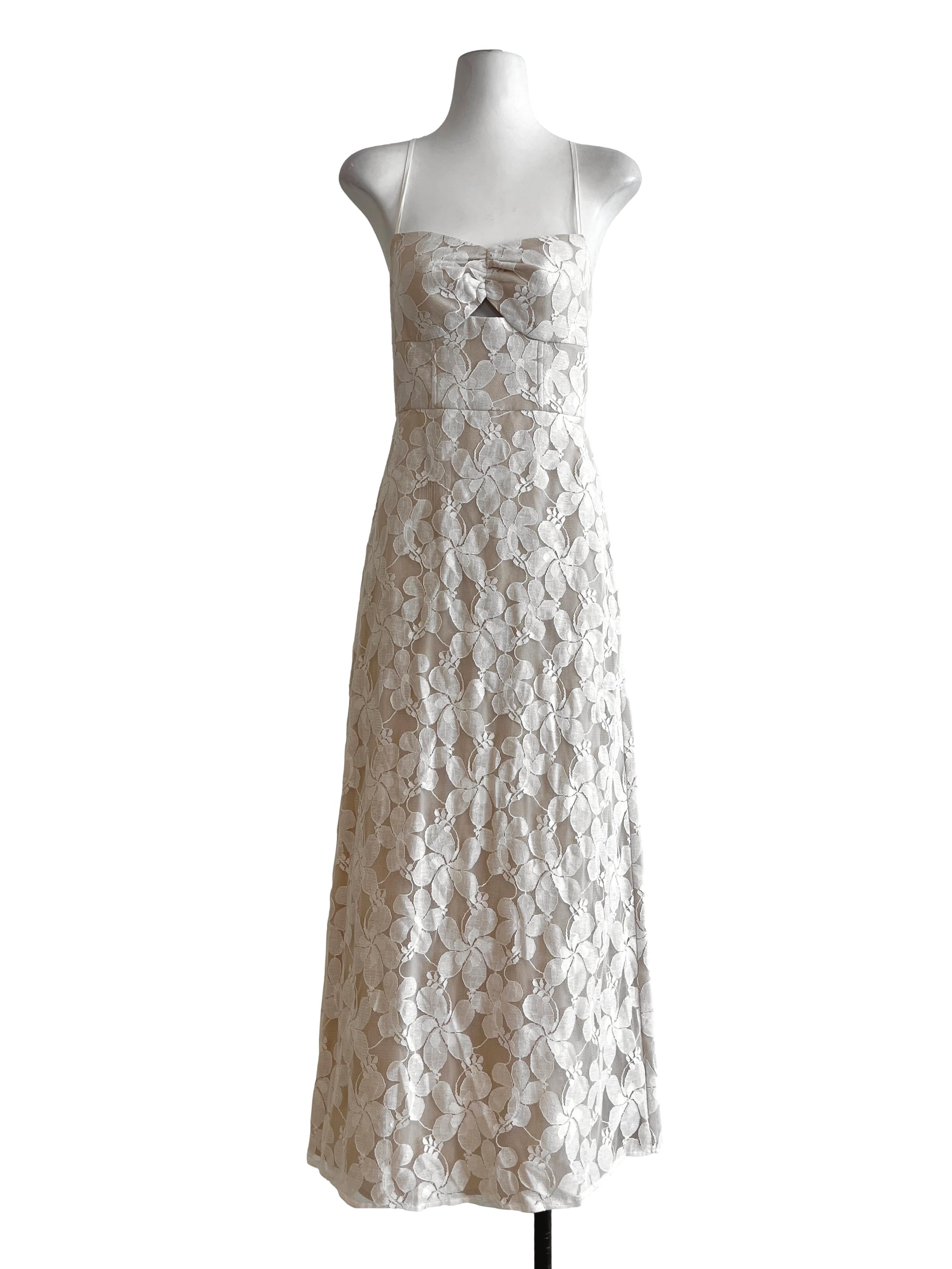 Nude Brown Spaghetti A-Line Dress