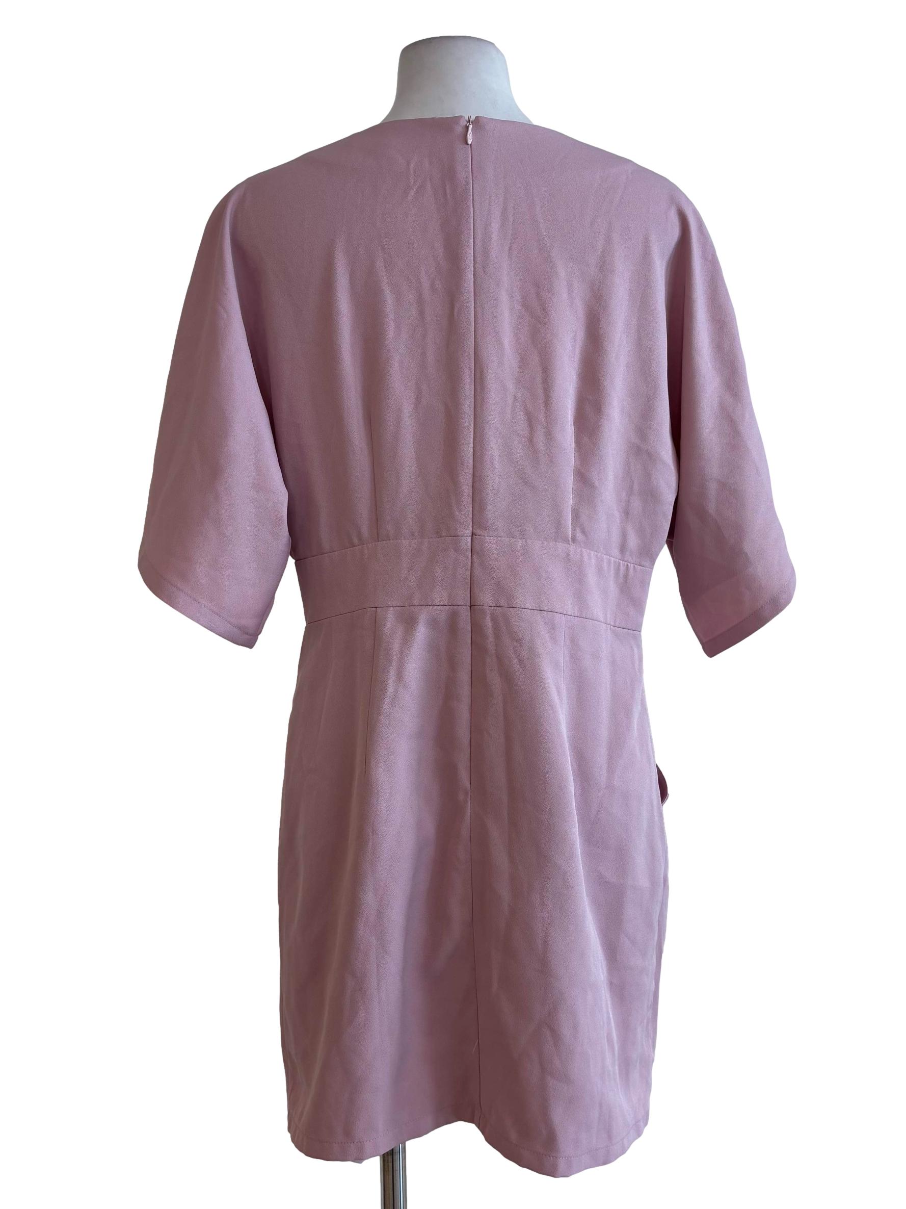 Blush Pink V Neck Short Sleeved Dress