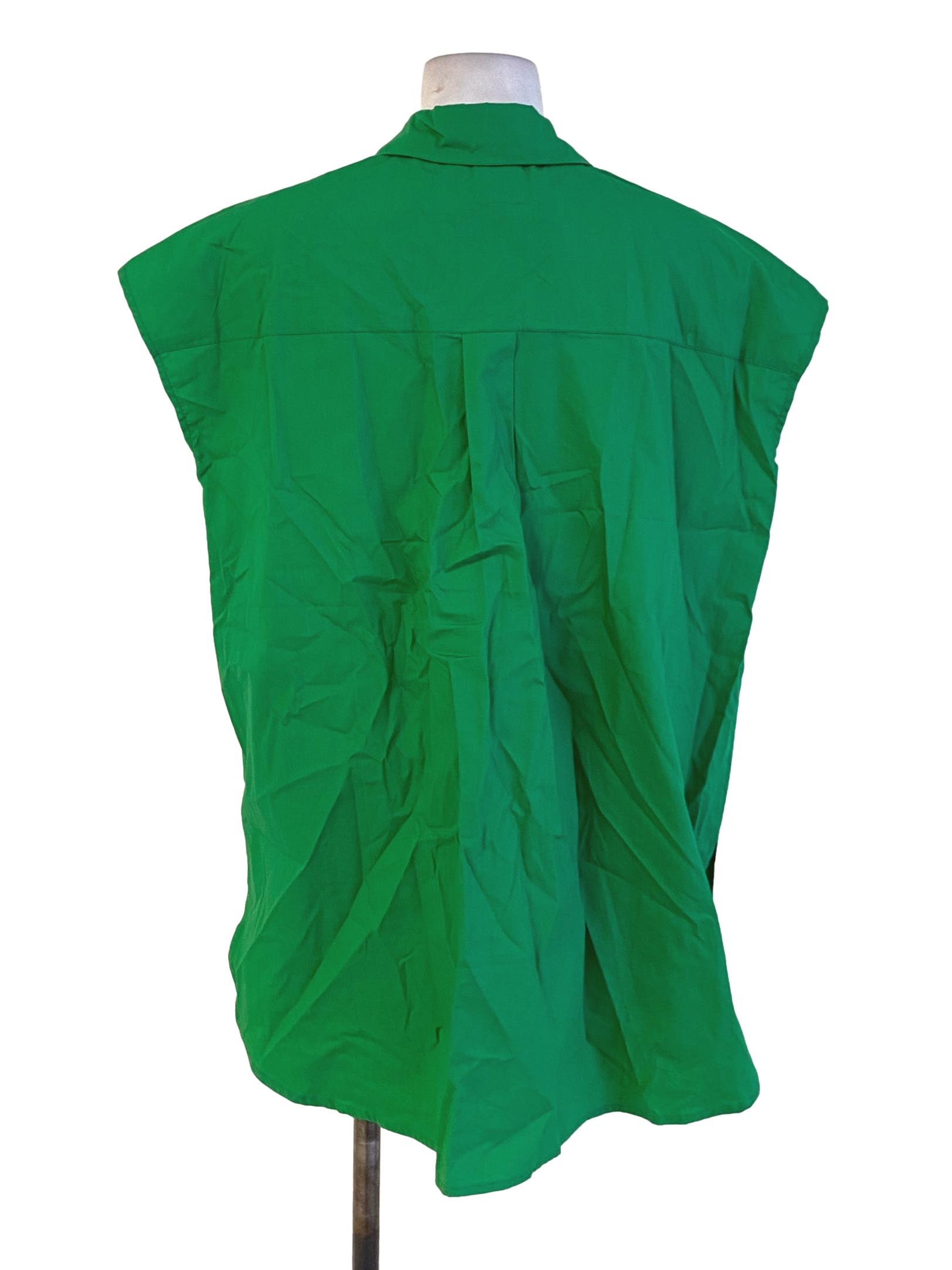 Fern Green Buttoned Down Drop Shoulder Shirt Blouse