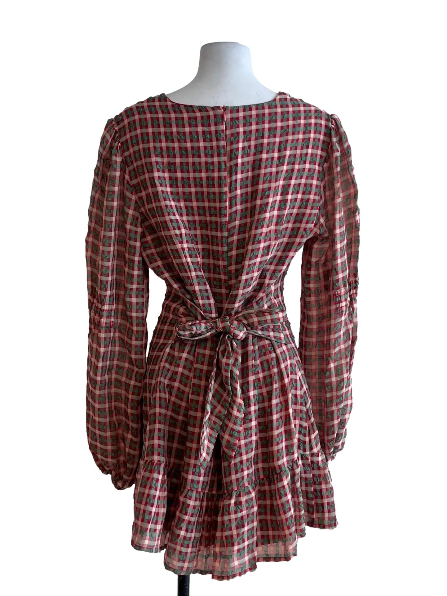 Magenta Pink Gingham Empire Dress
